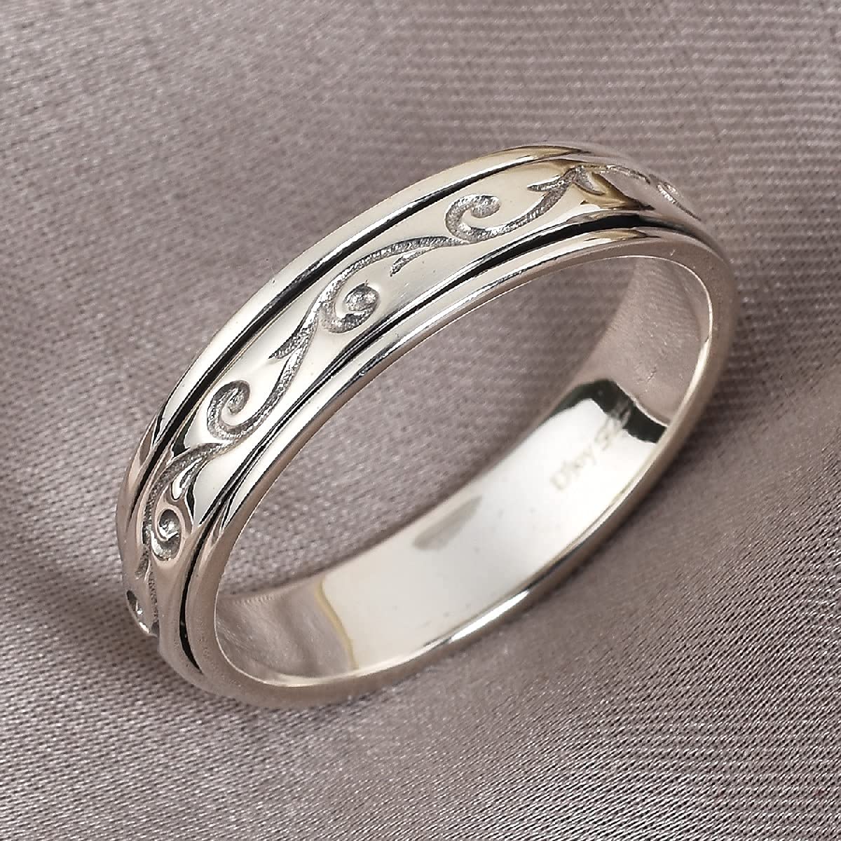 SHOP LC DELIVERING JOY Mens Womens Spinner Band Ring 925 Sterling Silver Statement Boho Handmade Stress Relieving Jewelry Gifts Size 10 - Image 3
