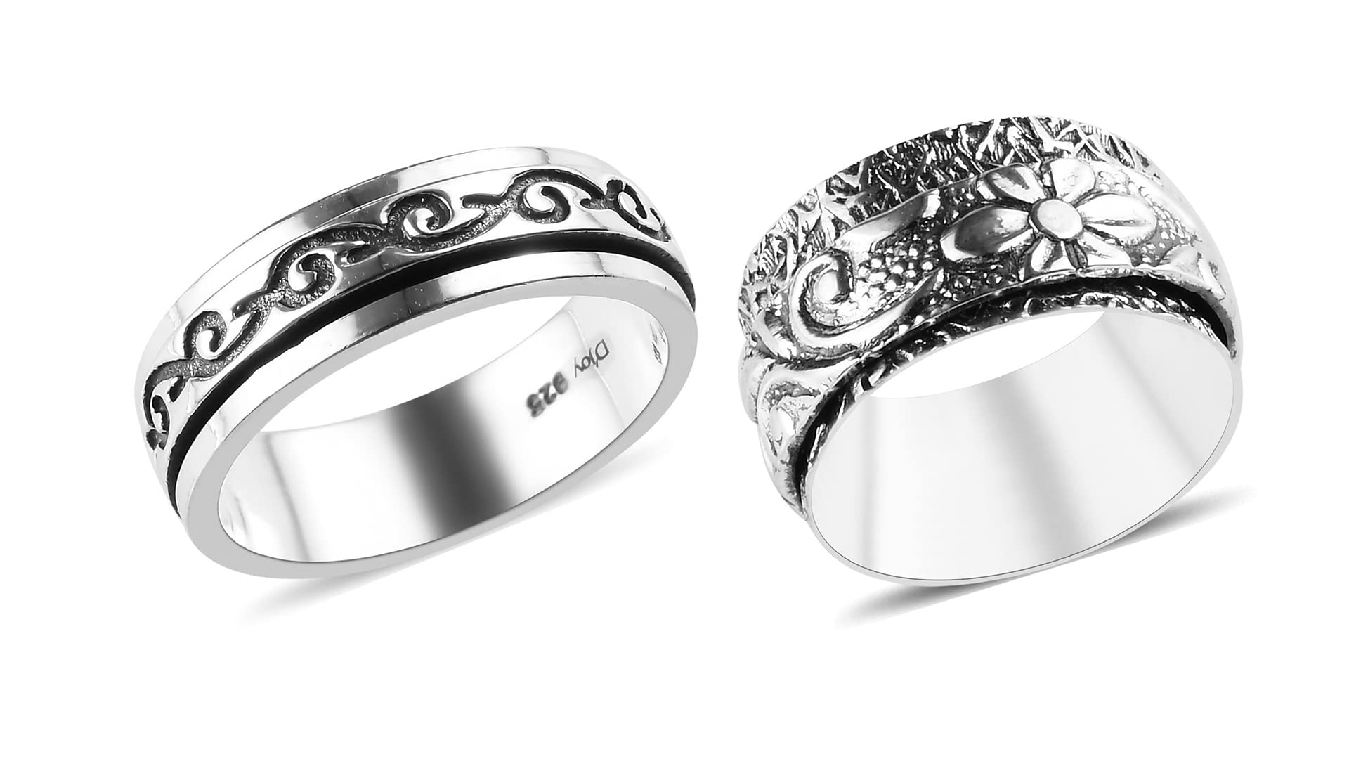 Shop LC Mens Womens Spinner Band Ring 925 Sterling Silver Statement Boho Handmade Stress Relieving Jewelry Gifts Size 7