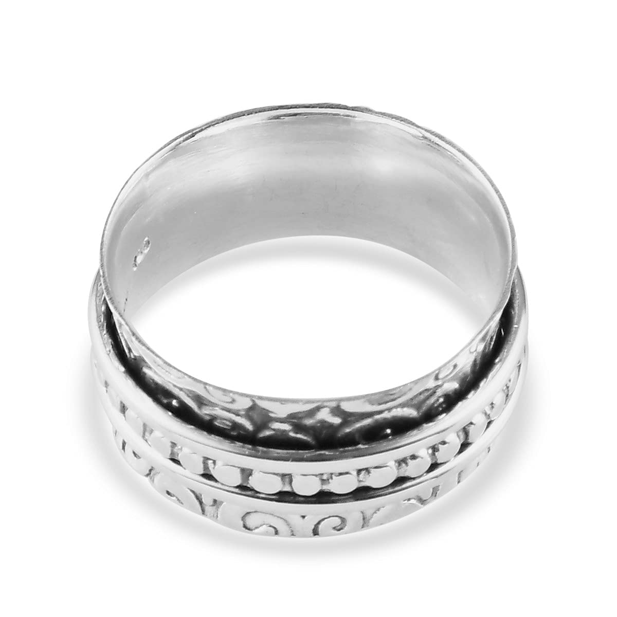 Shop LC Mens Womens Spinner Band Ring 925 Sterling Silver Statement Boho Handmade Stress Relieving Jewelry Gifts - Image 7