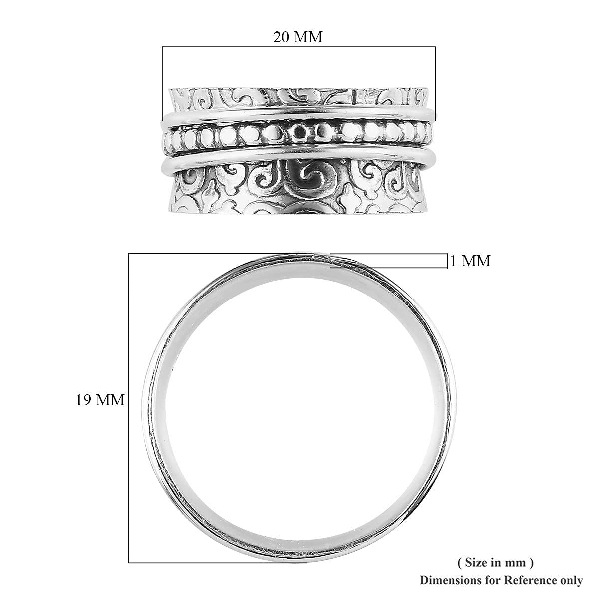 Shop LC Mens Womens Spinner Band Ring 925 Sterling Silver Statement Boho Handmade Stress Relieving Jewelry Gifts - Image 9