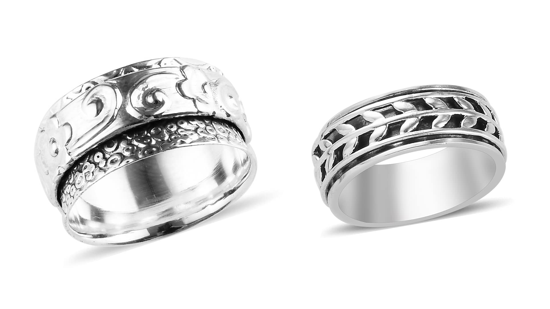 Shop LC Mens Womens Spinner Band Ring 925 Sterling Silver Statement Boho Handmade Stress Relieving Jewelry Gifts