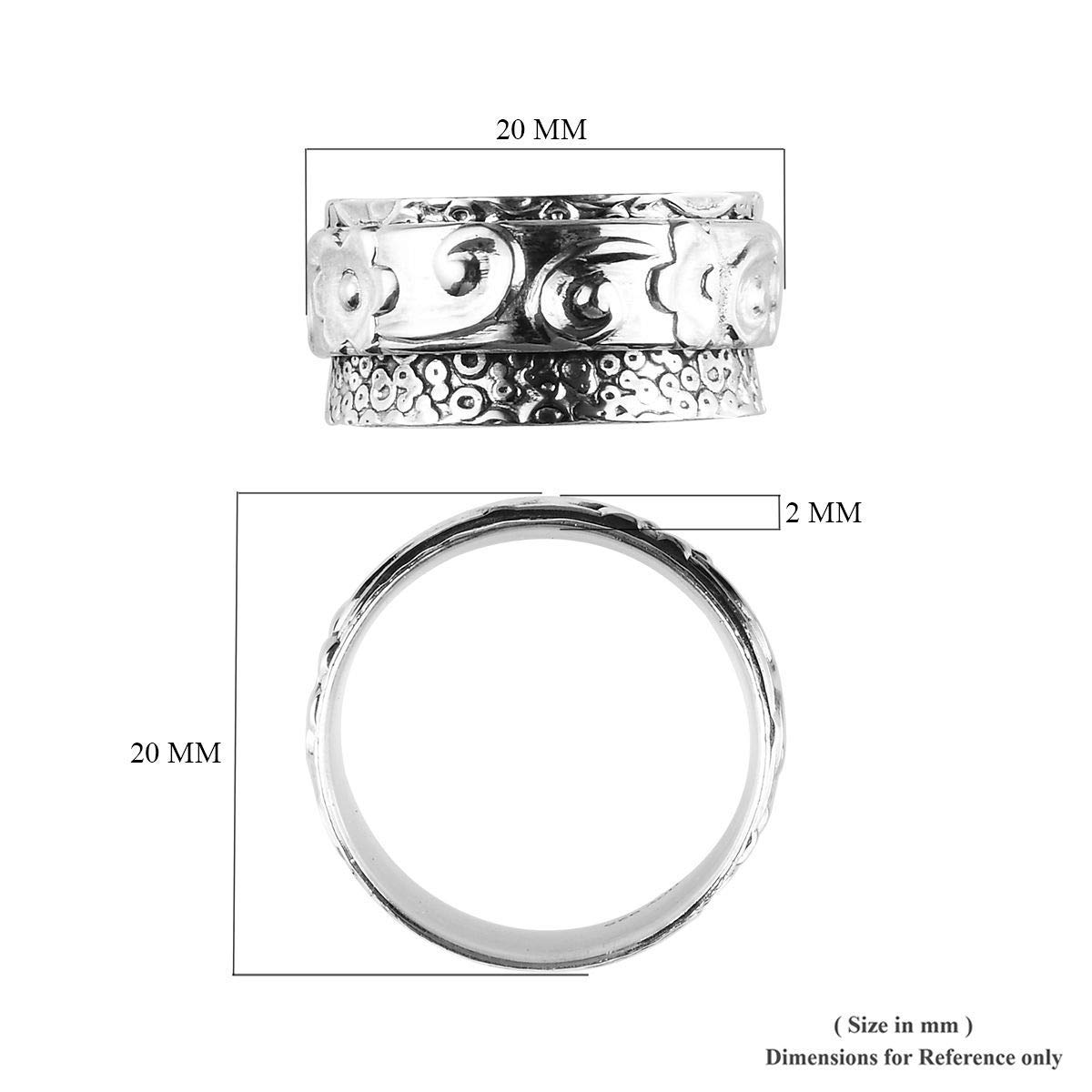 Shop LC Mens Womens Spinner Band Ring 925 Sterling Silver Statement Boho Handmade Stress Relieving Jewelry Gifts - Image 7