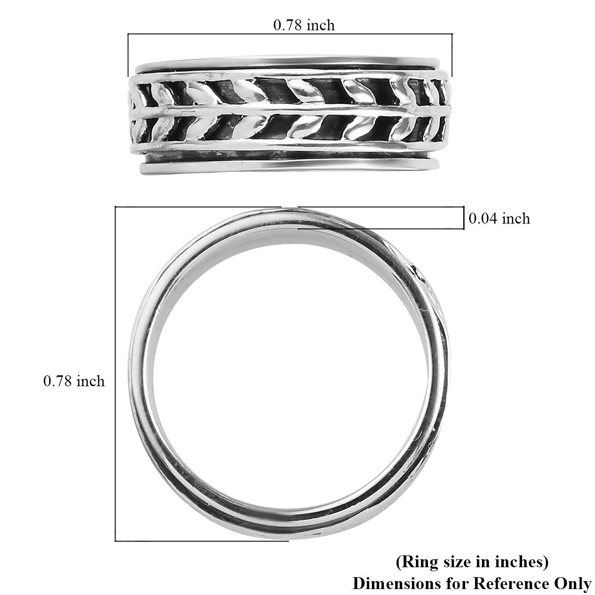 Shop LC Mens Womens Spinner Band Ring 925 Sterling Silver Statement Boho Handmade Stress Relieving Jewelry Gifts - Image 9