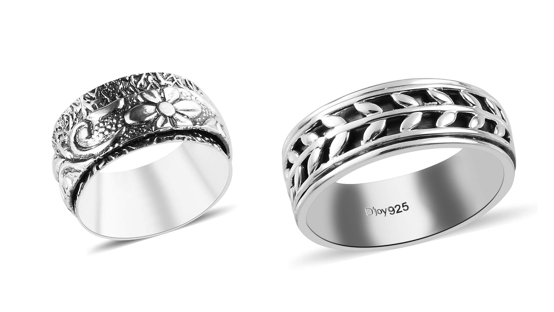Shop LC Mens Womens Spinner Band Ring 925 Sterling Silver Statement Boho Handmade Stress Relieving Jewelry Gifts