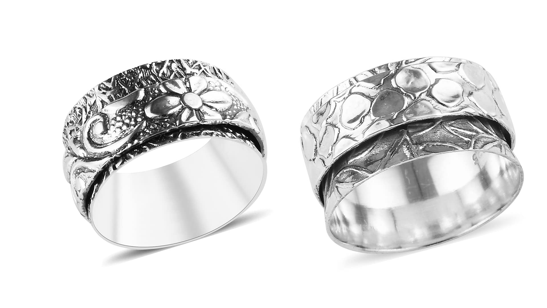 Shop LC Mens Womens Spinner Band Ring 925 Sterling Silver Statement Boho Handmade Stress Relieving Jewelry Gifts