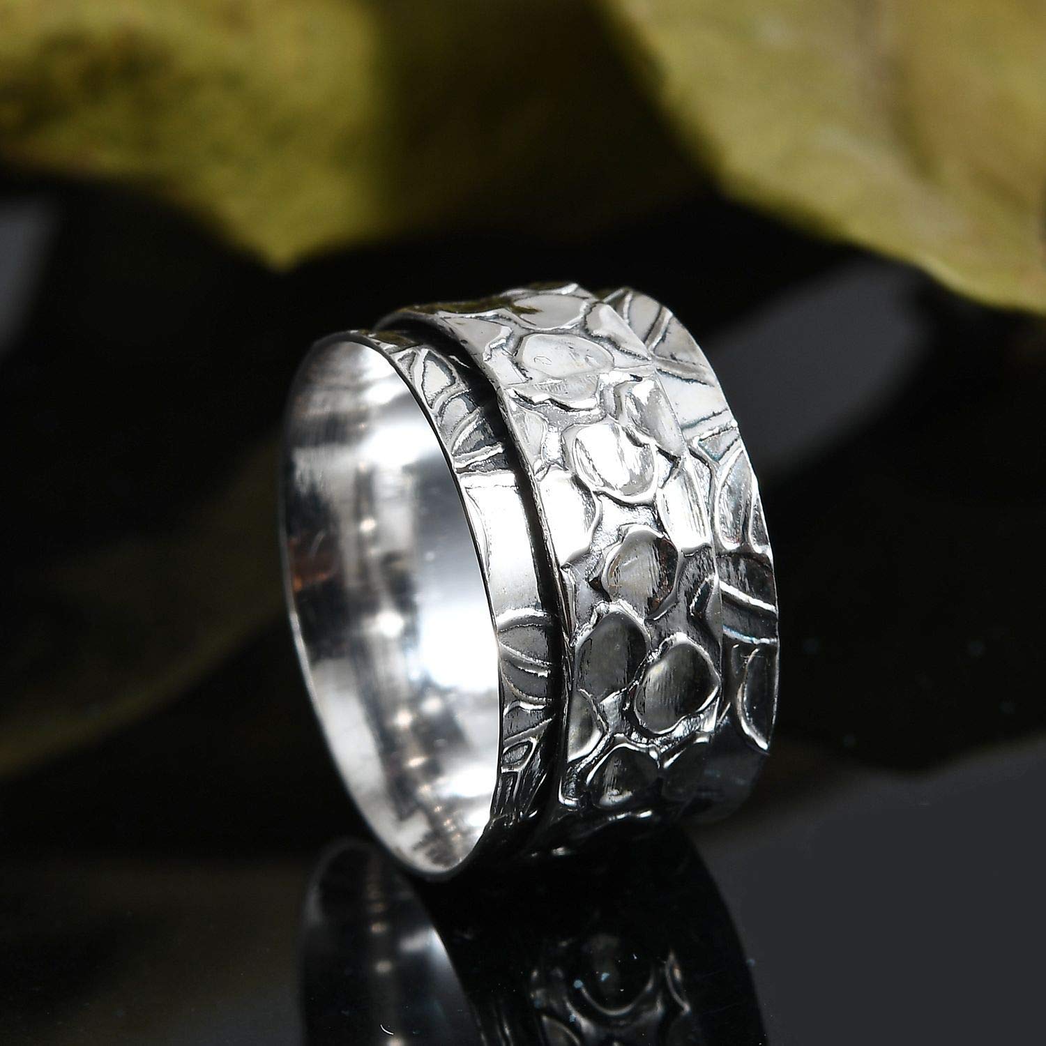 Shop LC Mens Womens Spinner Band Ring 925 Sterling Silver Statement Boho Handmade Stress Relieving Jewelry Gifts Size 10 - Image 7