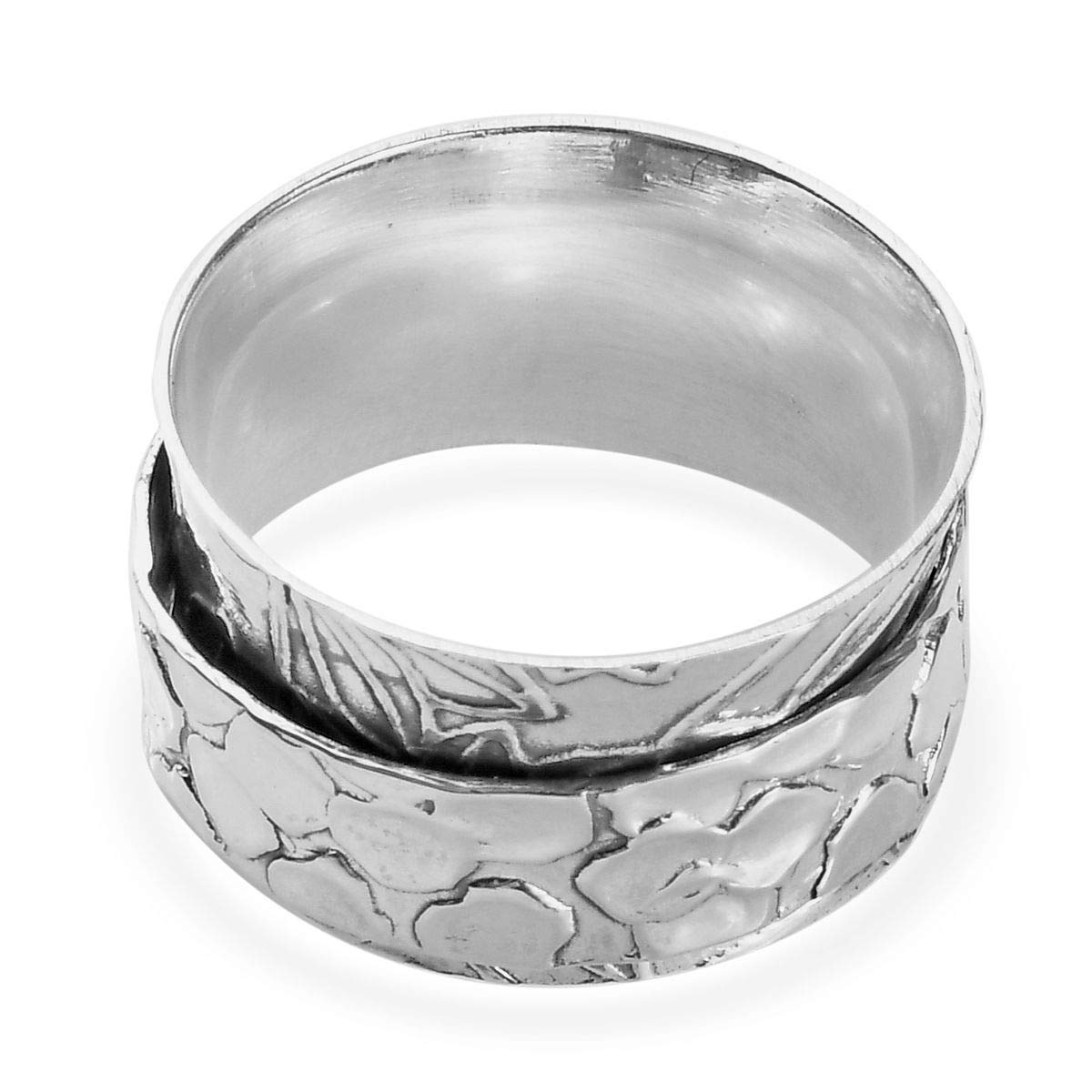Shop LC Mens Womens Spinner Band Ring 925 Sterling Silver Statement Boho Handmade Stress Relieving Jewelry Gifts - Image 9