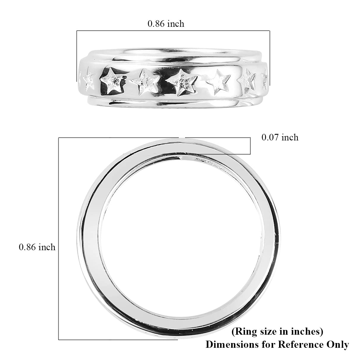 Shop LC Mens Womens Spinner Band Ring 925 Sterling Silver Statement Boho Handmade Stress Relieving Jewelry Gifts - Image 8