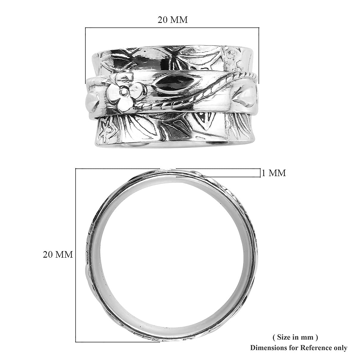 Shop LC Mens Womens Spinner Band Ring 925 Sterling Silver Statement Boho Handmade Stress Relieving Jewelry Gifts - Image 9