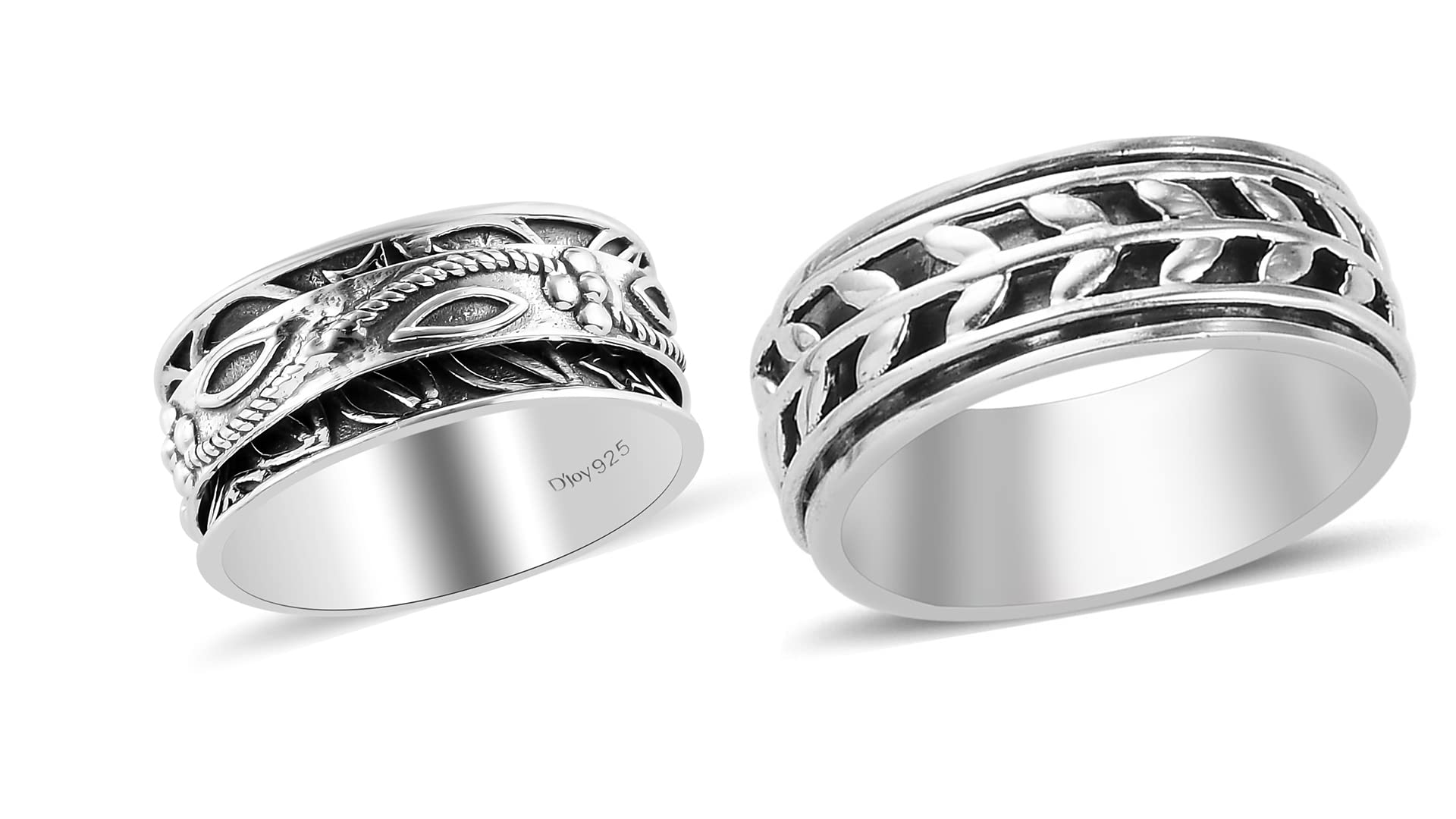 Shop LC Mens Womens Spinner Band Ring 925 Sterling Silver Statement Boho Handmade Stress Relieving Jewelry Gifts