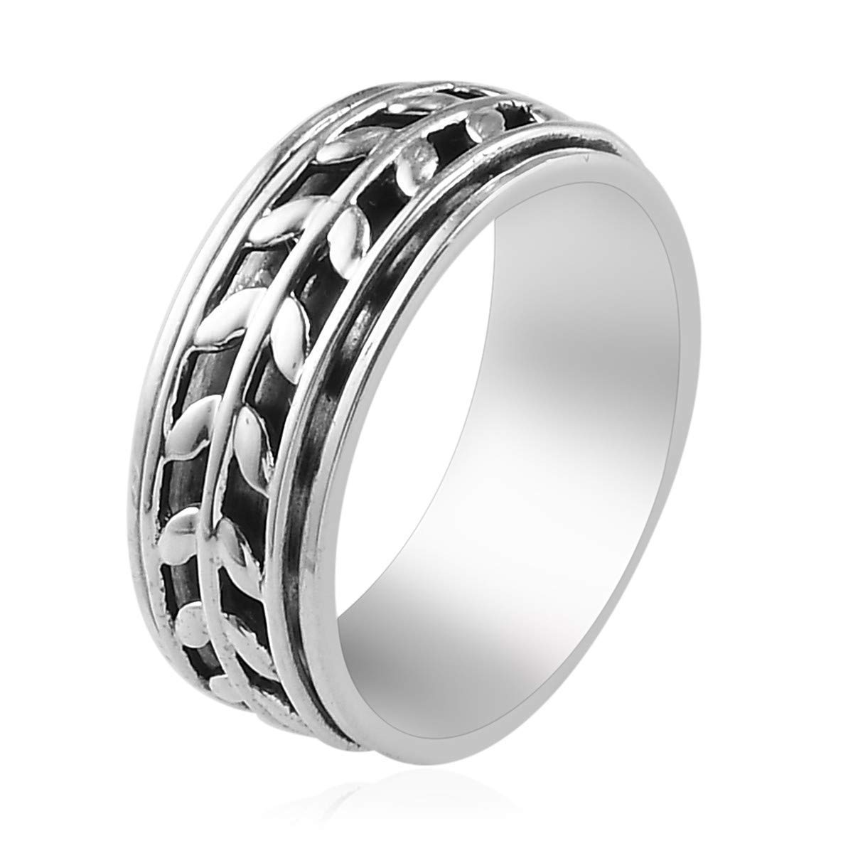 Shop LC Mens Womens Spinner Band Ring 925 Sterling Silver Statement Boho Handmade Stress Relieving Jewelry Gifts - Image 7