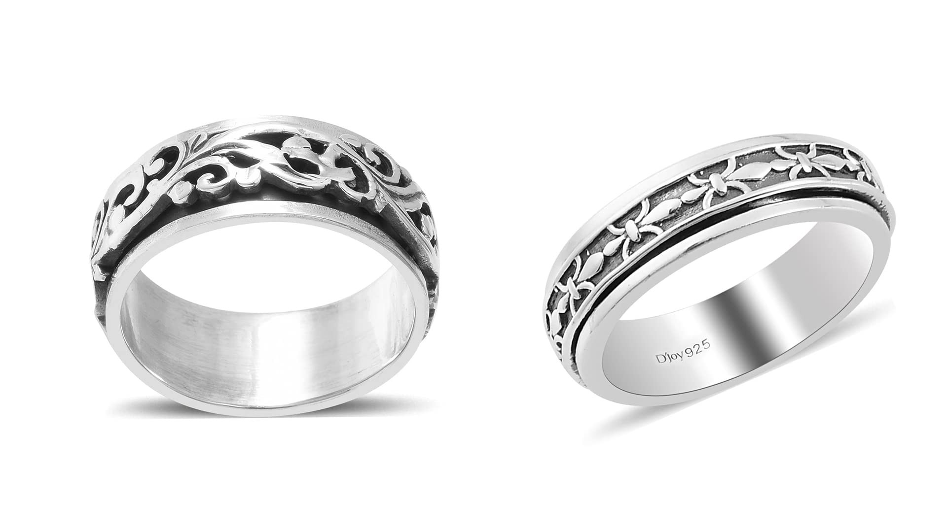 Shop LC Mens Womens Spinner Band Ring 925 Sterling Silver Statement Boho Handmade Stress Relieving Jewelry Gifts