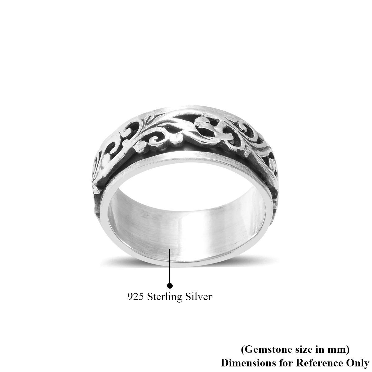Shop LC Mens Womens Spinner Band Ring 925 Sterling Silver Statement Boho Handmade Jewelry Gifts Stress Relieving Size 10 - Image 9