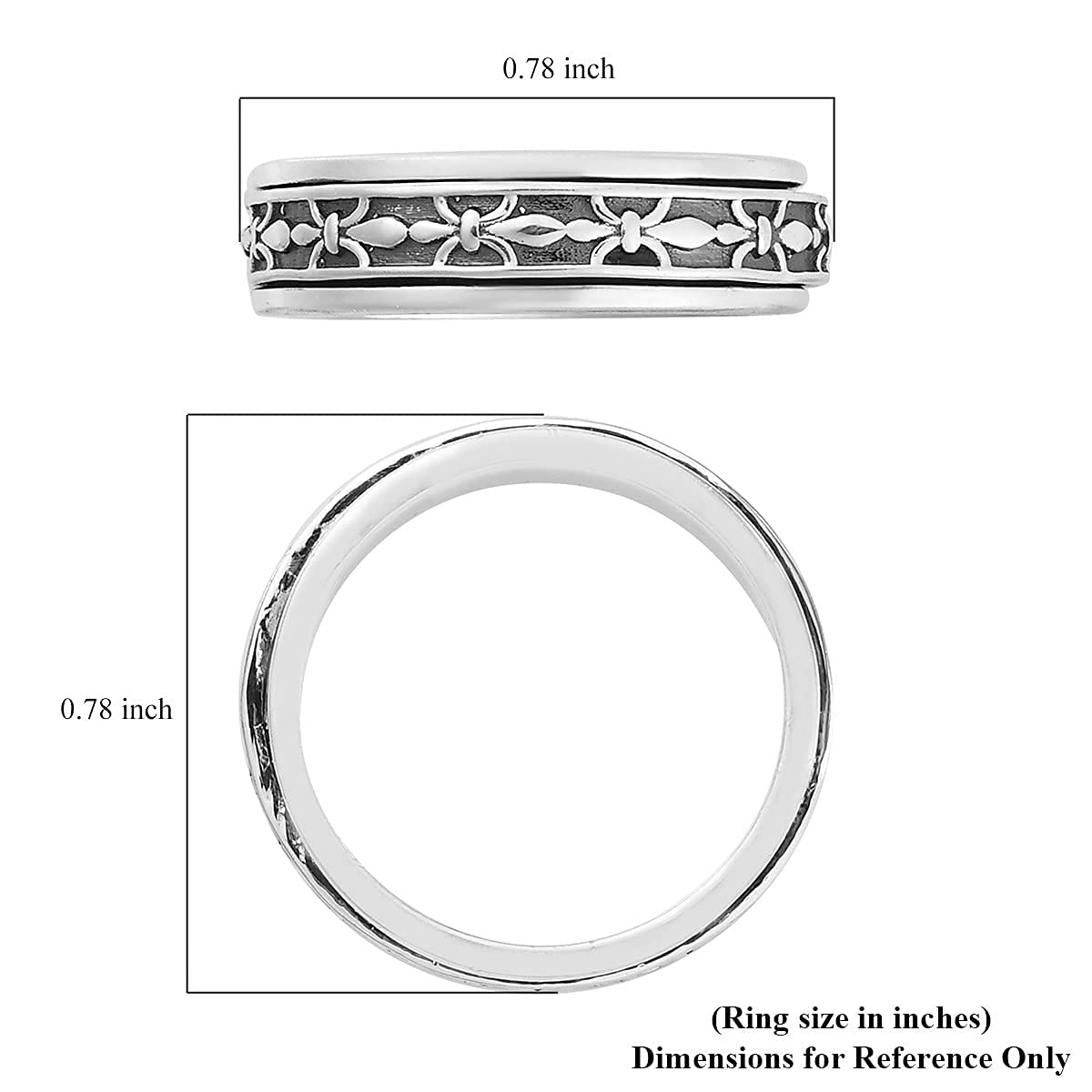 Shop LC Mens Womens Spinner Band Ring 925 Sterling Silver Statement Boho Handmade Stress Relieving Jewelry Gifts - Image 8