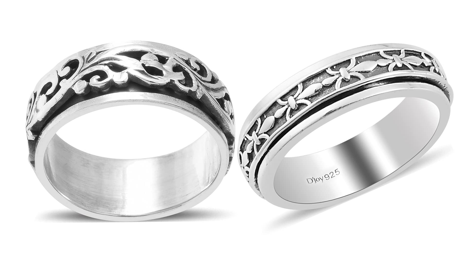 Shop LC Mens Womens Spinner Band Ring 925 Sterling Silver Statement Boho Handmade Stress Relieving Jewelry Gifts