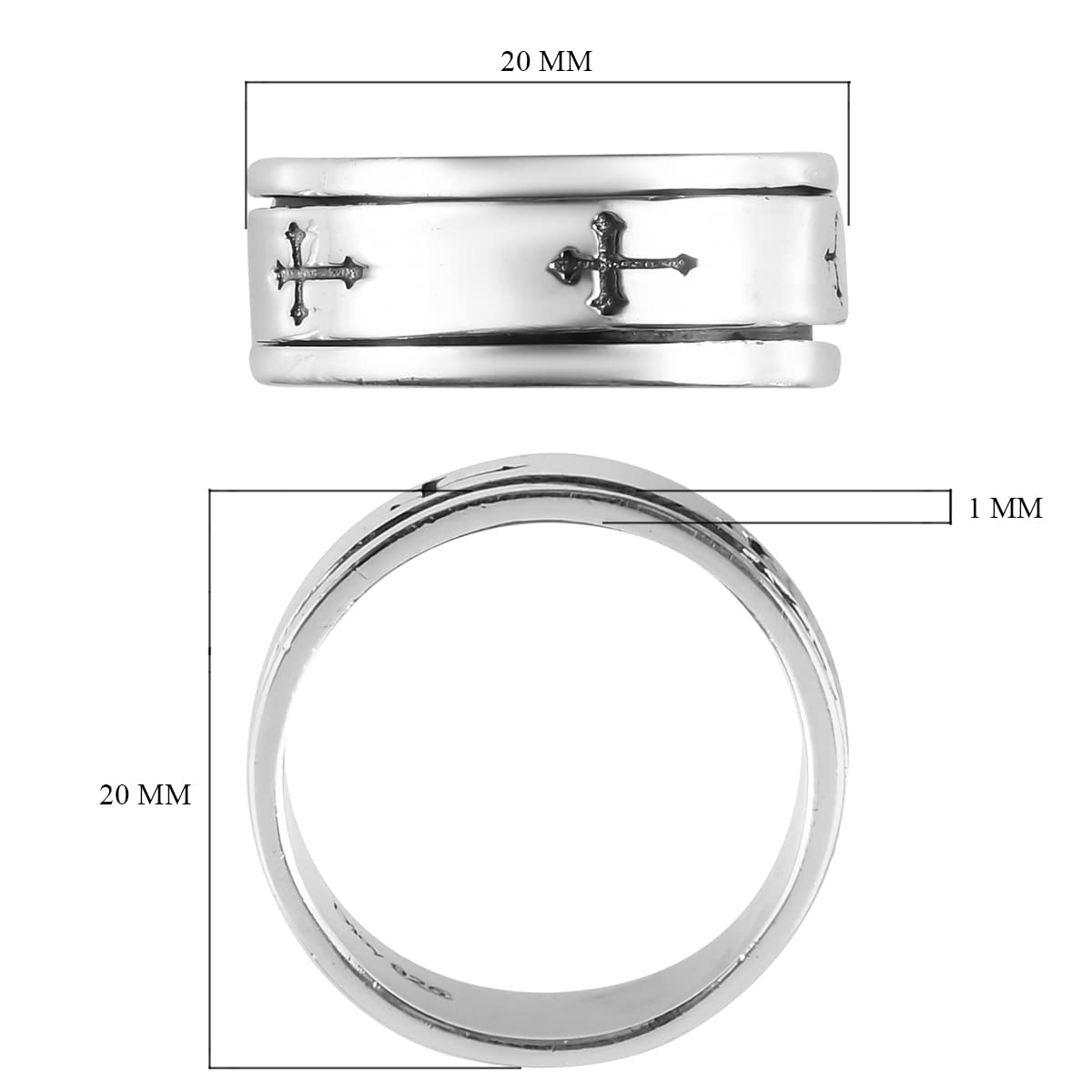 Shop LC Mens Womens Spinner Band Ring 925 Sterling Silver Statement Boho Handmade Stress Relieving Jewelry Gifts - Image 9