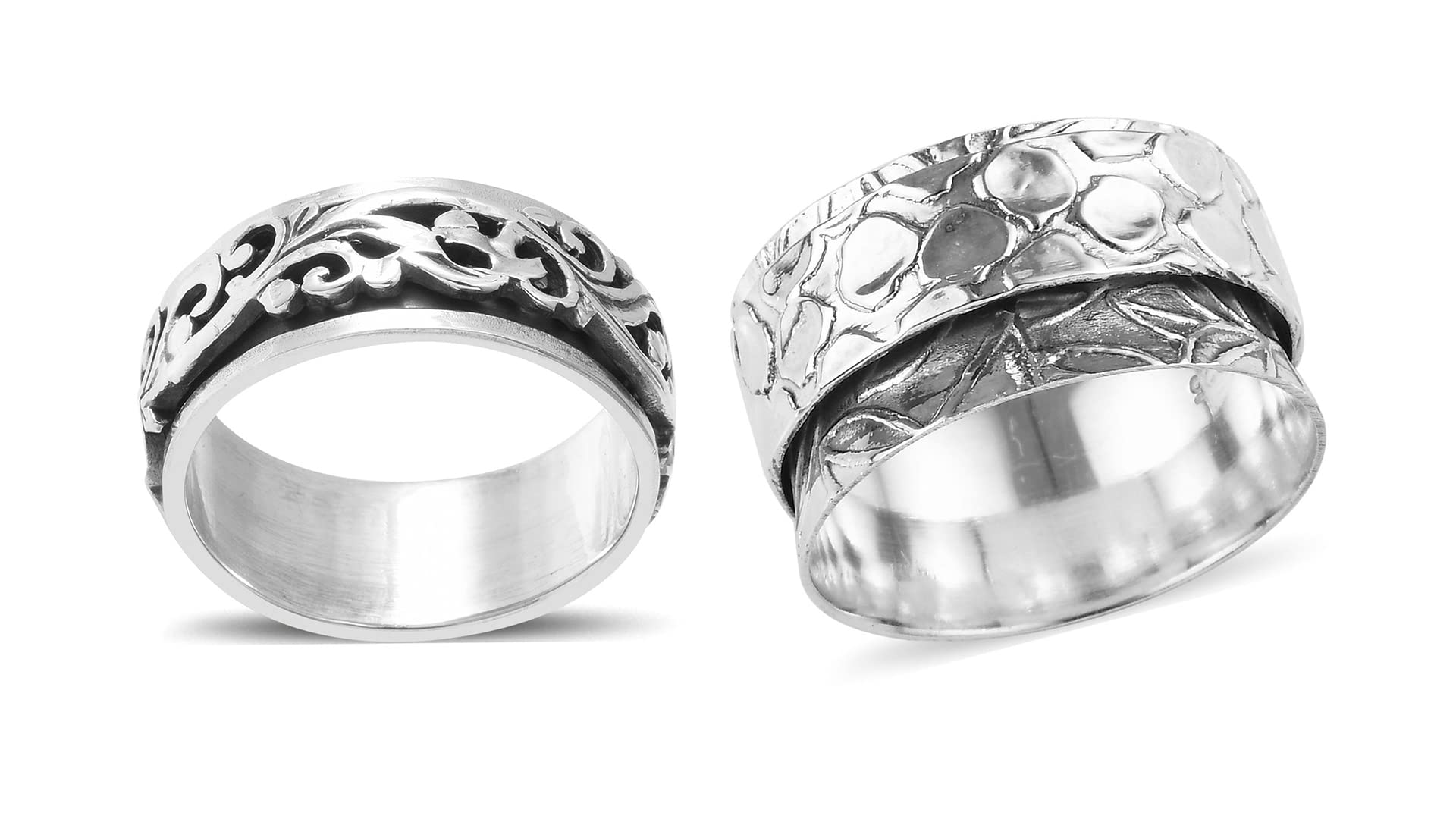 Shop LC Mens Womens Spinner Band Ring 925 Sterling Silver Statement Boho Handmade Stress Relieving Jewelry Gifts