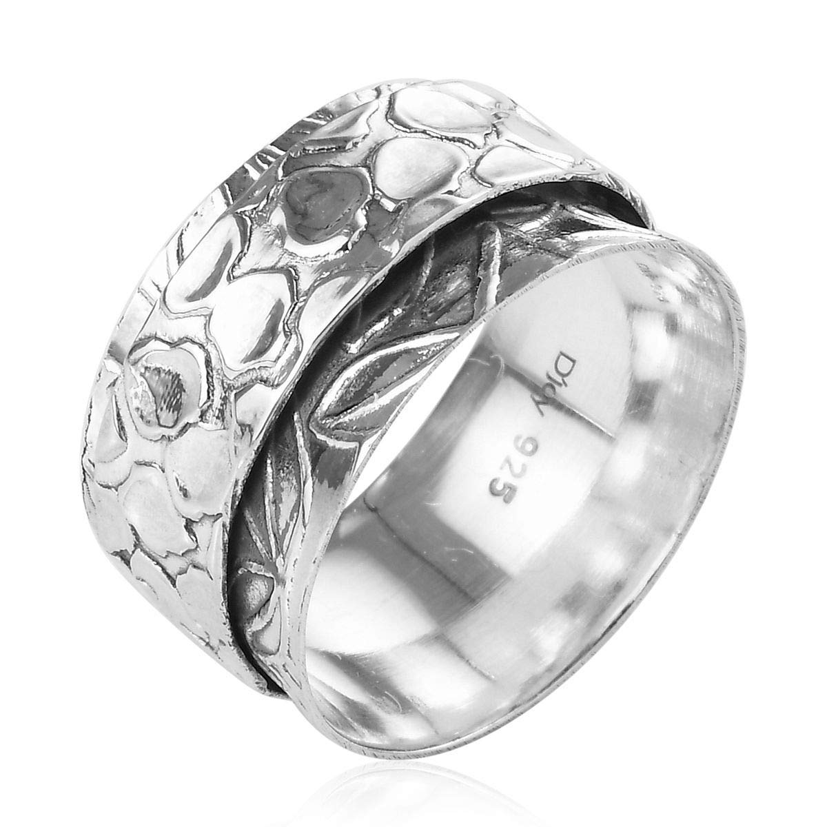 Shop LC Mens Womens Spinner Band Ring 925 Sterling Silver Statement Boho Handmade Stress Relieving Jewelry Gifts Size 10 - Image 9