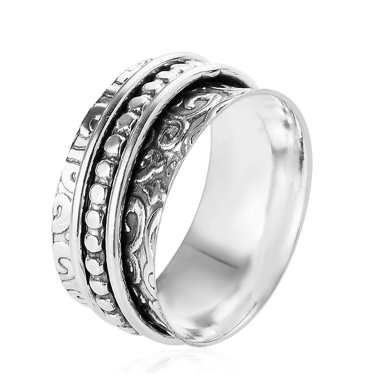 Shop LC Mens Womens Spinner Band Ring 925 Sterling Silver Statement Boho Handmade Stress Relieving Jewelry Gifts Size 10 - Image 9