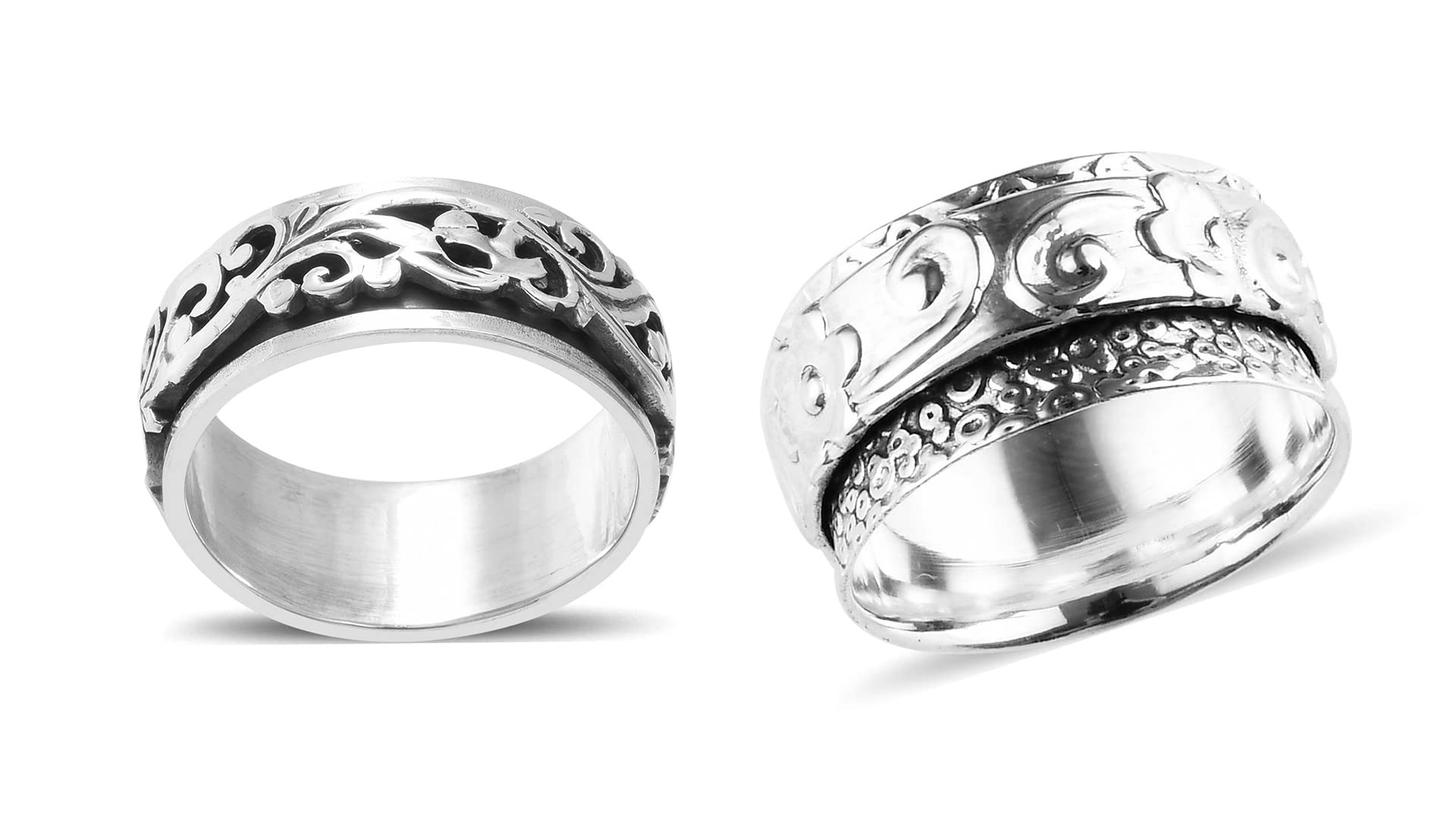 Shop LC Mens Womens Spinner Band Ring 925 Sterling Silver Statement Boho Handmade Stress Relieving Jewelry Gifts