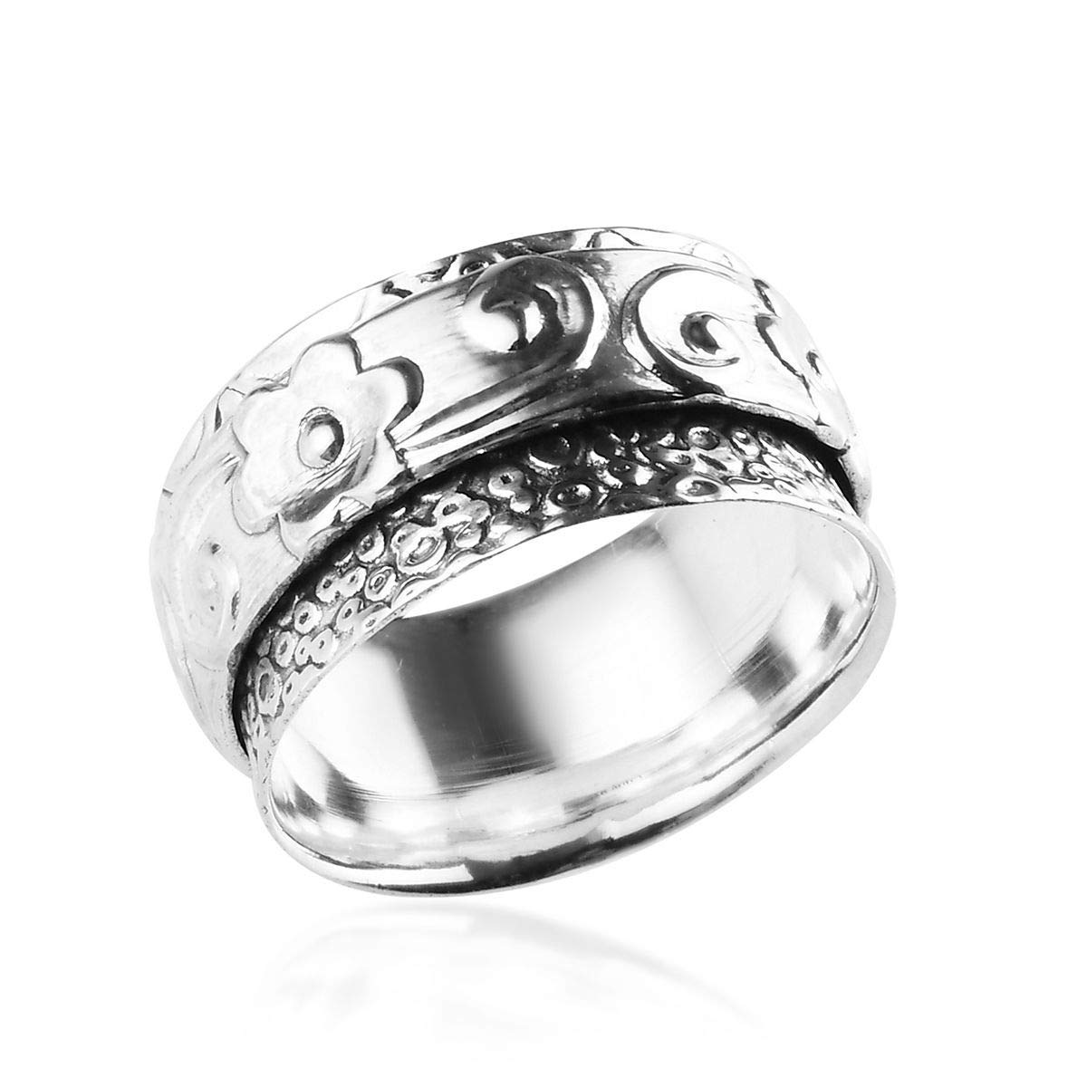 Shop LC Mens Womens Spinner Band Ring 925 Sterling Silver Statement Boho Handmade Stress Relieving Jewelry Gifts - Image 5