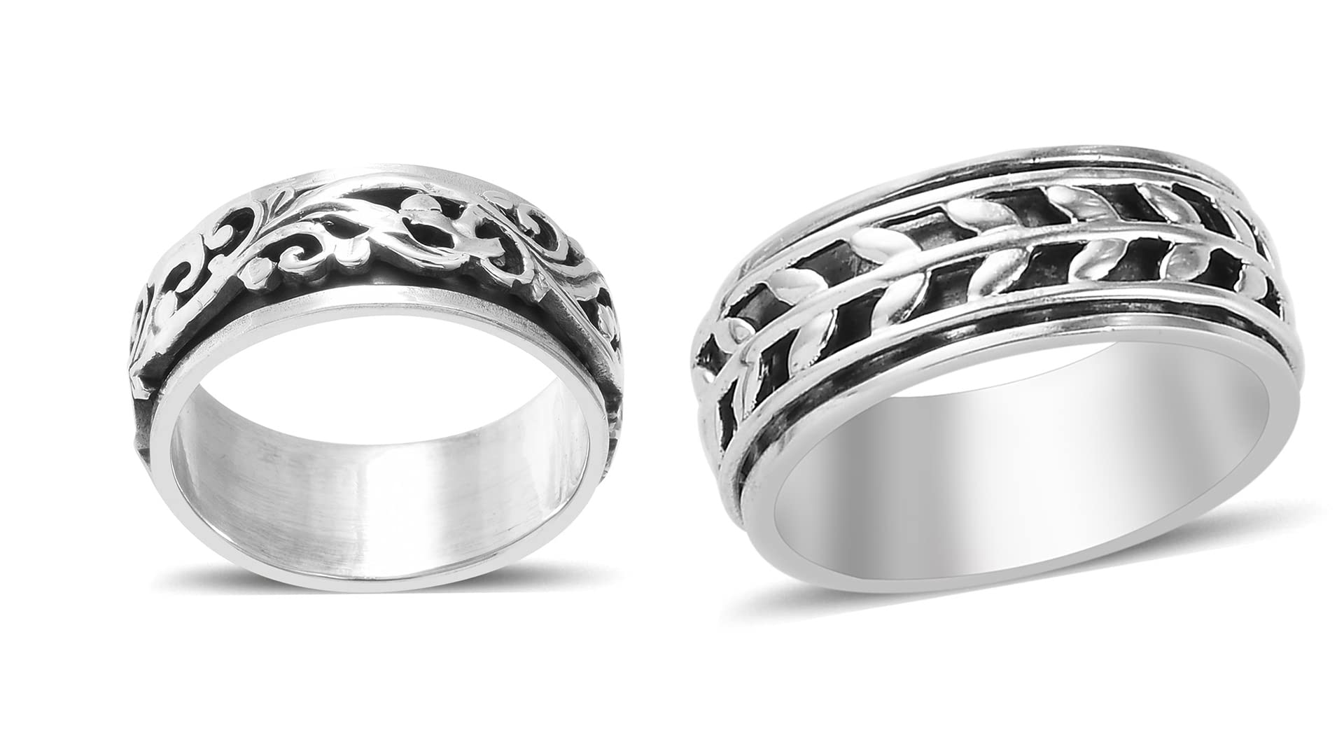 Shop LC Mens Womens Spinner Band Ring 925 Sterling Silver Statement Boho Handmade Stress Relieving Jewelry Gifts