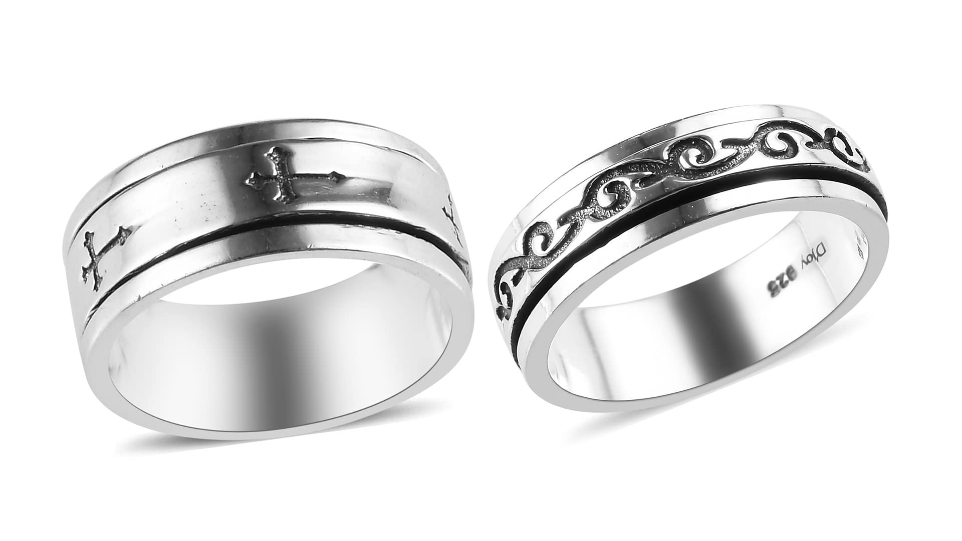 Shop LC Mens Womens Spinner Band Ring 925 Sterling Silver Statement Boho Handmade Stress Relieving Jewelry Gifts