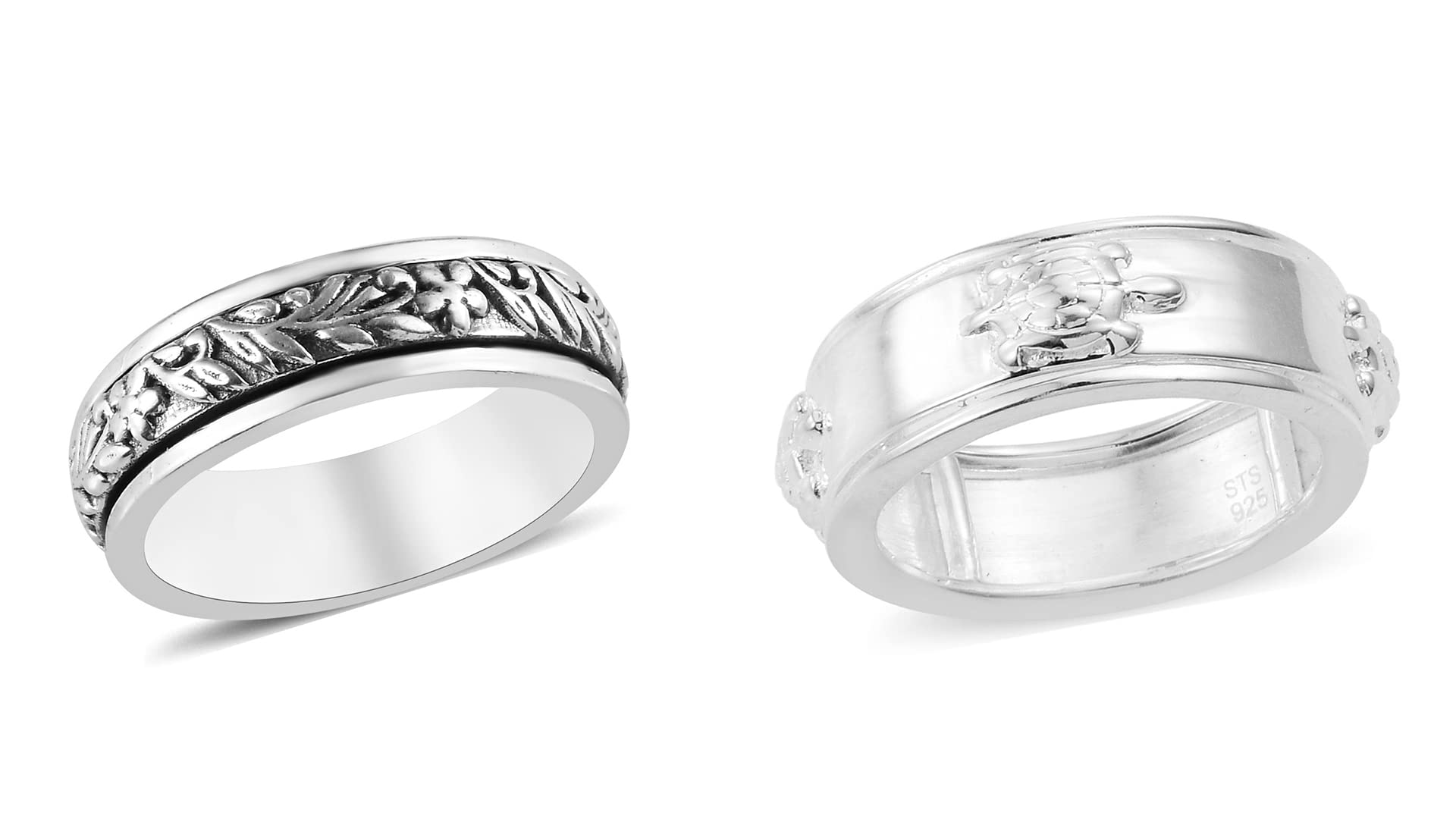 Shop LC Mens Womens Spinner Band Ring 925 Sterling Silver Statement Boho Handmade Stress Relieving Jewelry Gifts