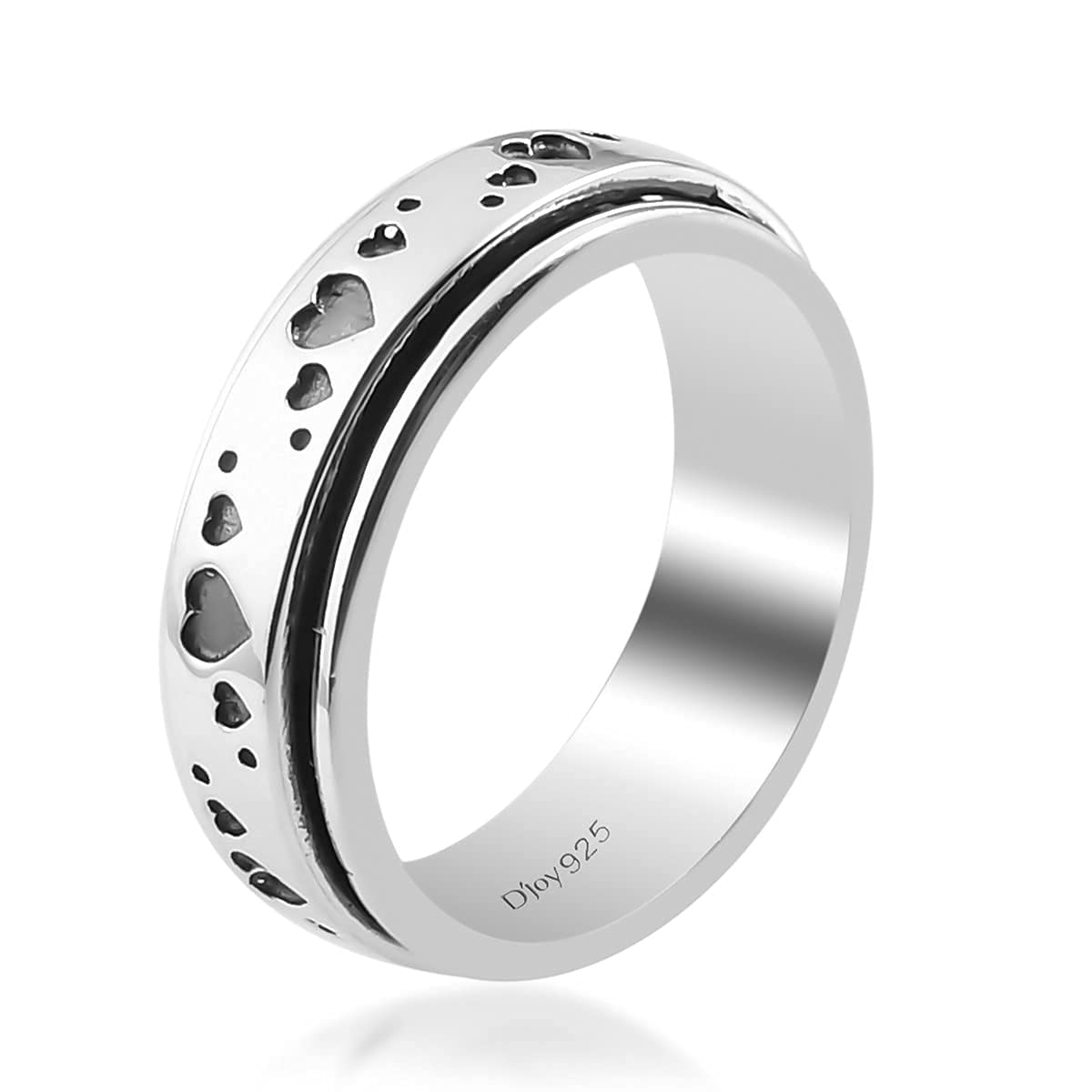 Shop LC Mens Womens Spinner Band Ring 925 Sterling Silver Statement Boho Handmade Jewelry Gifts Stress Relieving Size 10 - Image 5