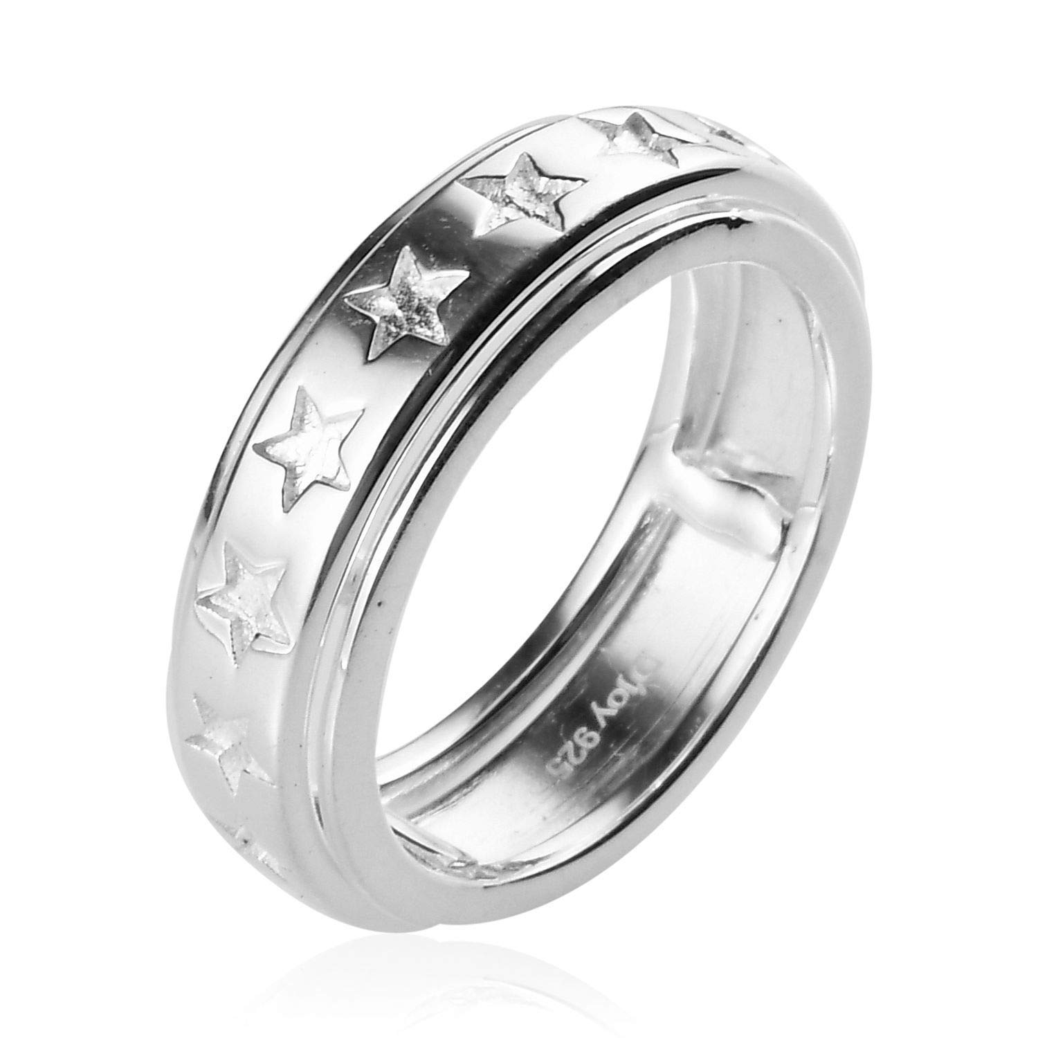 Shop LC Mens Womens Spinner Band Ring 925 Sterling Silver Statement Boho Handmade Stress Relieving Jewelry Gifts Size 10 - Image 8