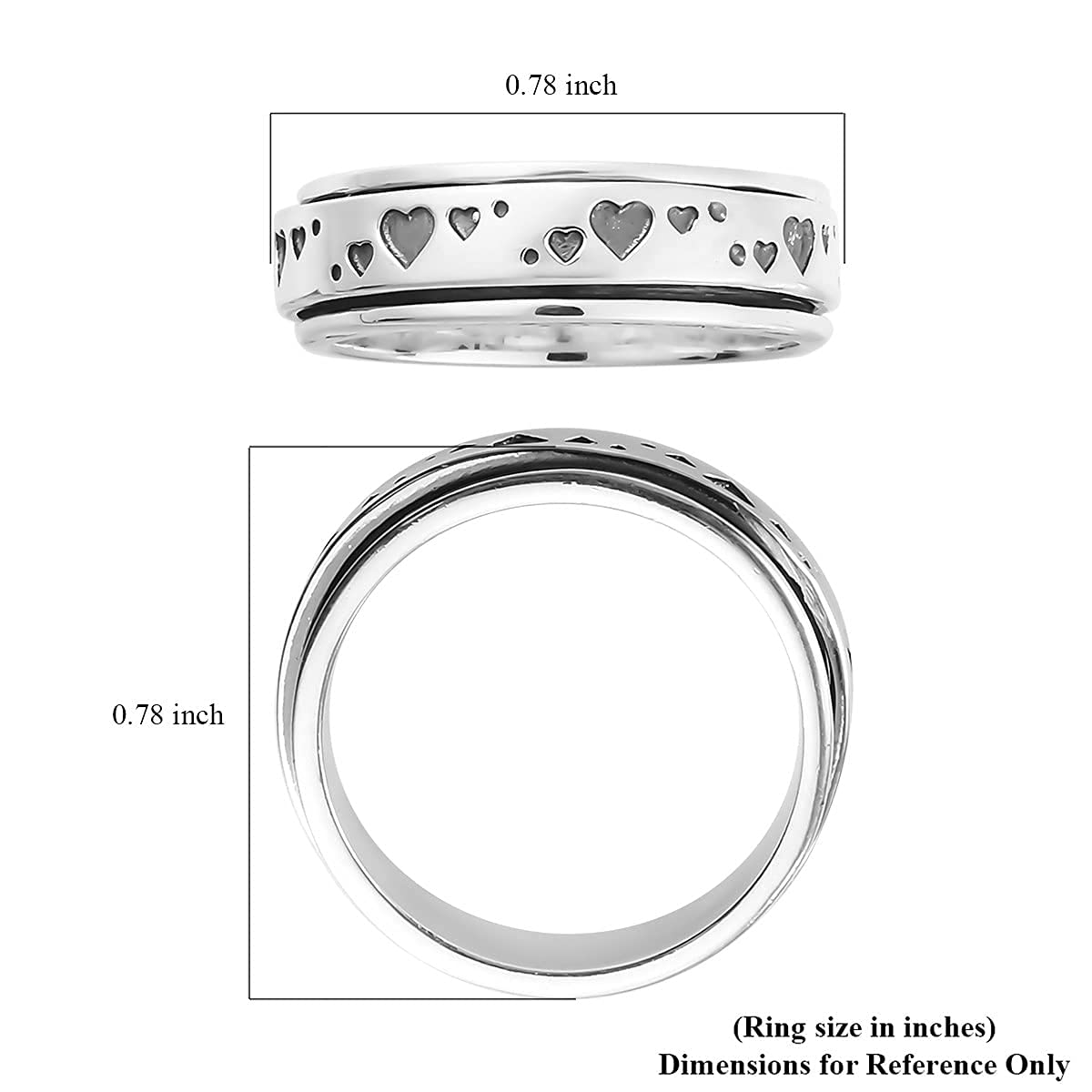 Shop LC Mens Womens Spinner Band Ring 925 Sterling Silver Statement Boho Handmade Jewelry Gifts Stress Relieving Size 10 - Image 8