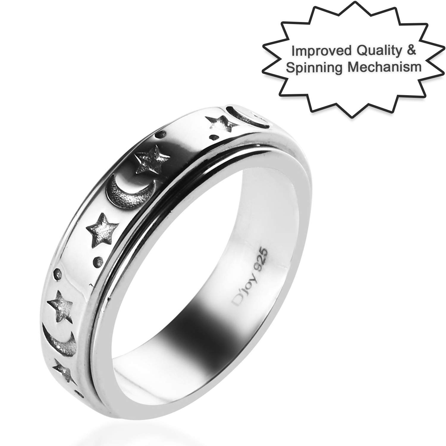 SHOP LC DELIVERING JOY Mens Womens Spinner Band Ring 925 Sterling Silver Statement Boho Handmade Stress Relieving Jewelry Gifts Size 10 - Image 9
