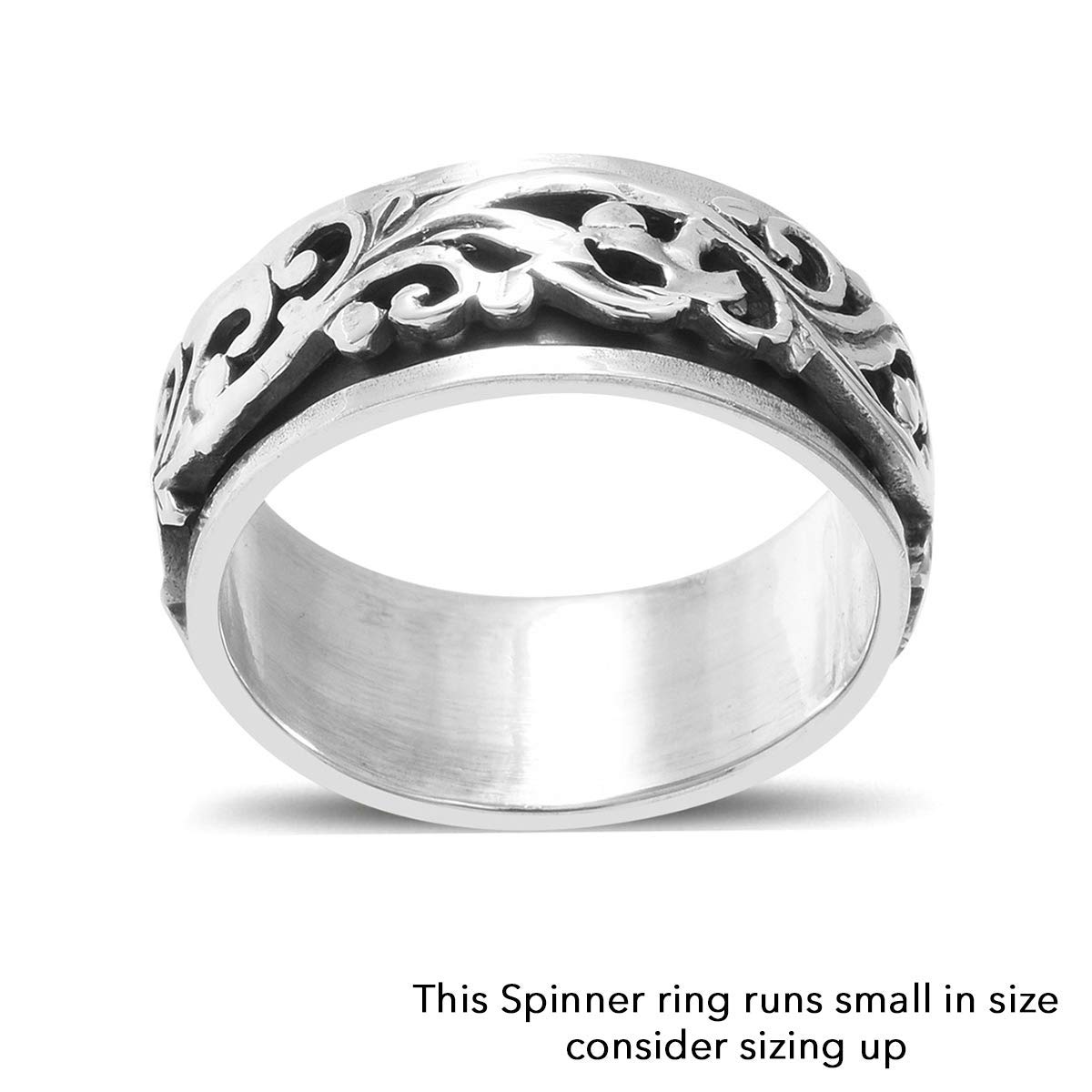 Shop LC Mens Womens Spinner Band Ring 925 Sterling Silver Statement Boho Handmade Jewelry Gifts Stress Relieving Size 10 - Image 7