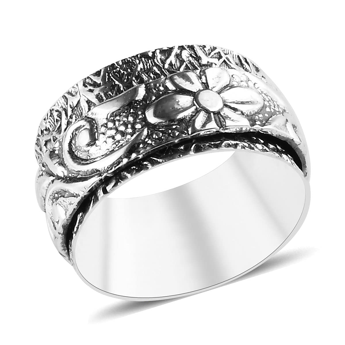 Shop LC Mens Womens Spinner Band Ring 925 Sterling Silver Statement Boho Handmade Stress Relieving Jewelry Gifts - Image 6