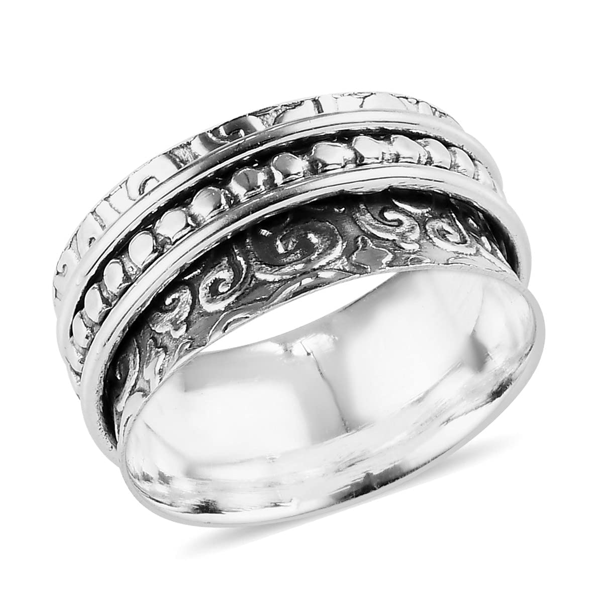 Shop LC Mens Womens Spinner Band Ring 925 Sterling Silver Statement Boho Handmade Stress Relieving Jewelry Gifts Size 10 - Image 6