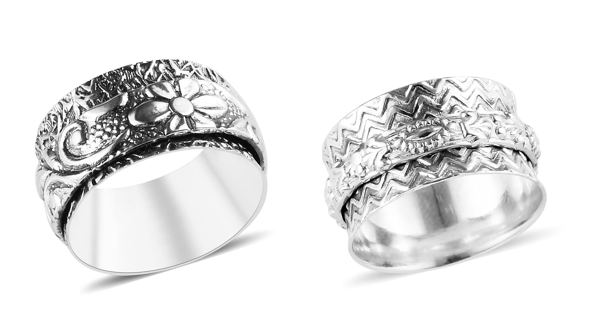Shop LC Mens Womens Spinner Band Ring 925 Sterling Silver Statement Boho Handmade Stress Relieving Jewelry Gifts