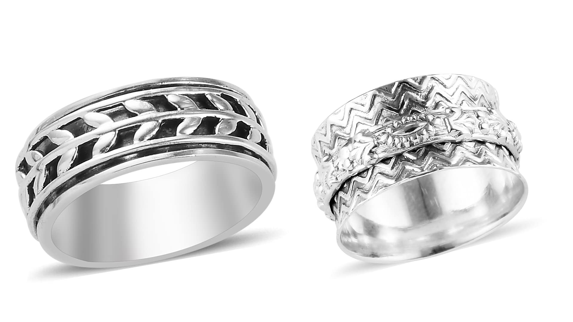 Shop LC Mens Womens Spinner Band Ring 925 Sterling Silver Statement Boho Handmade Stress Relieving Jewelry Gifts