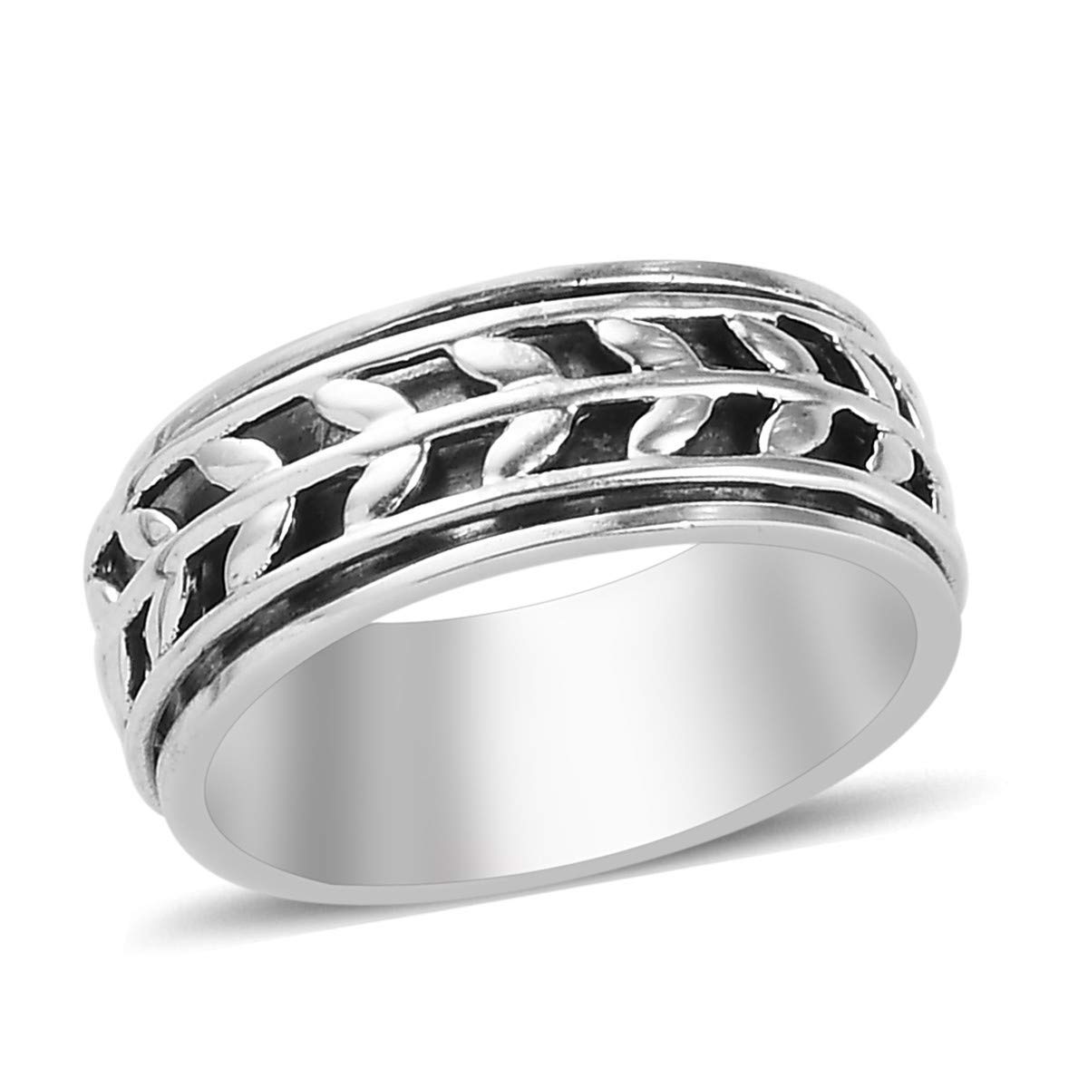 Shop LC Mens Womens Spinner Band Ring 925 Sterling Silver Statement Boho Handmade Stress Relieving Jewelry Gifts - Image 6