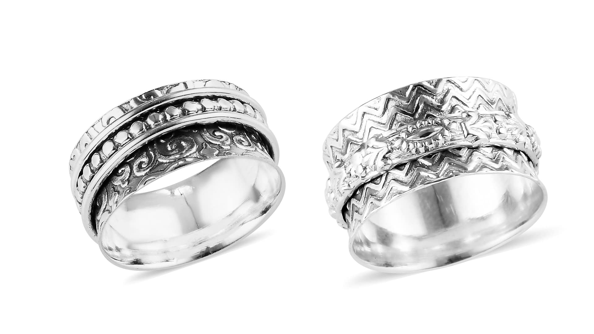 Shop LC Mens Womens Spinner Band Ring 925 Sterling Silver Statement Boho Handmade Stress Relieving Jewelry Gifts