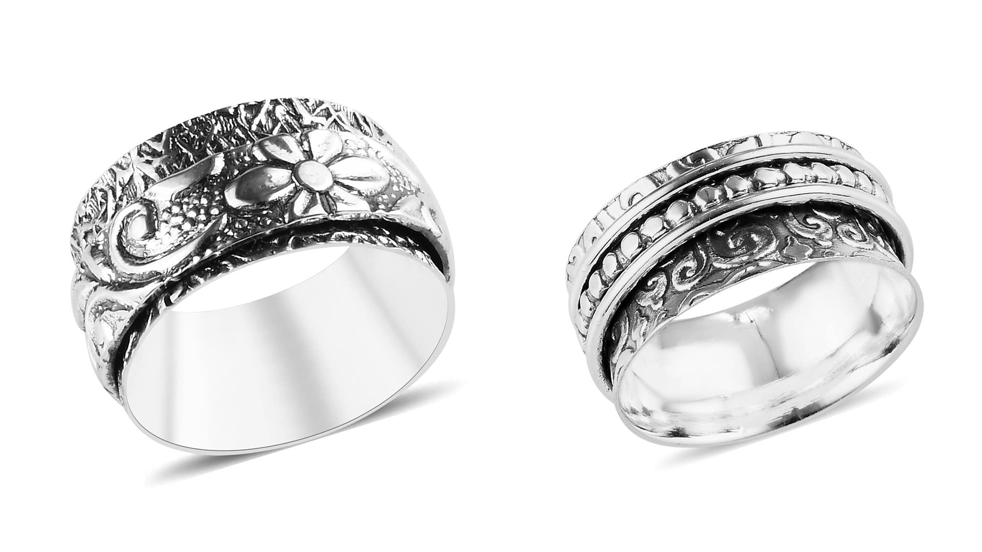 Shop LC Mens Womens Spinner Band Ring 925 Sterling Silver Statement Boho Handmade Stress Relieving Jewelry Gifts