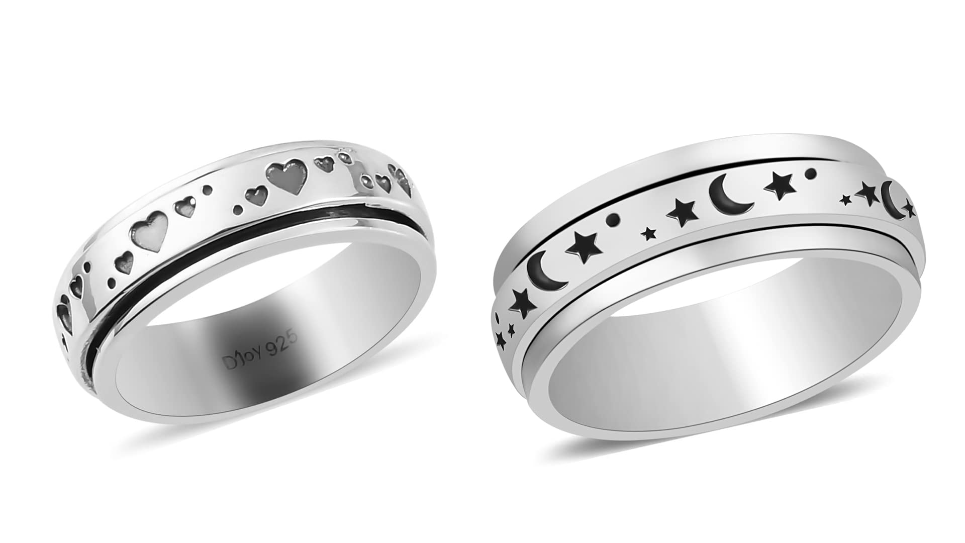 Shop LC Mens Womens Spinner Band Ring 925 Sterling Silver Statement Boho Handmade Stress Relieving Jewelry Gifts Size 9