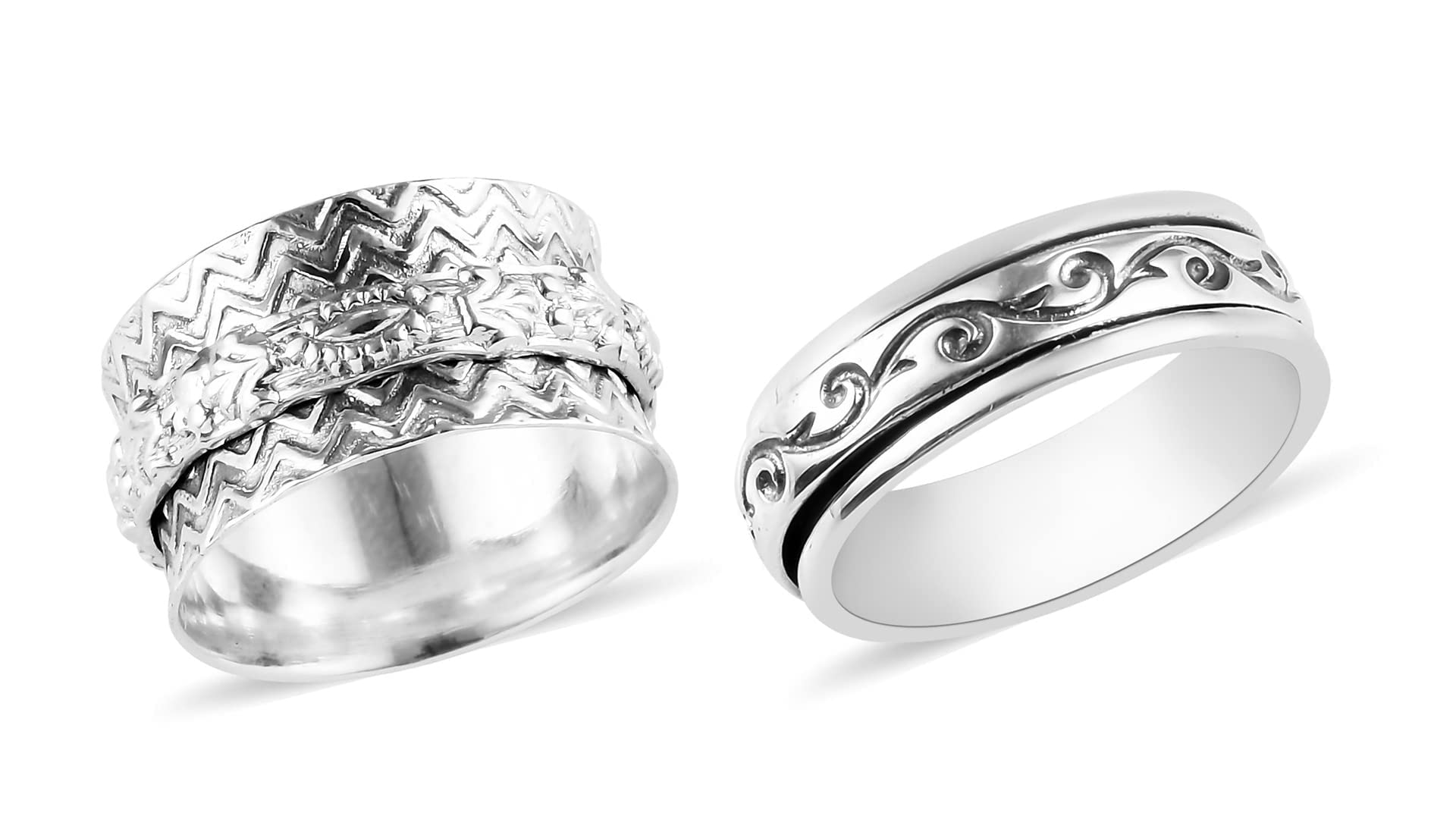 Shop LC Mens Womens Spinner Band Ring 925 Sterling Silver Statement Boho Handmade Stress Relieving Jewelry Gifts Size 10