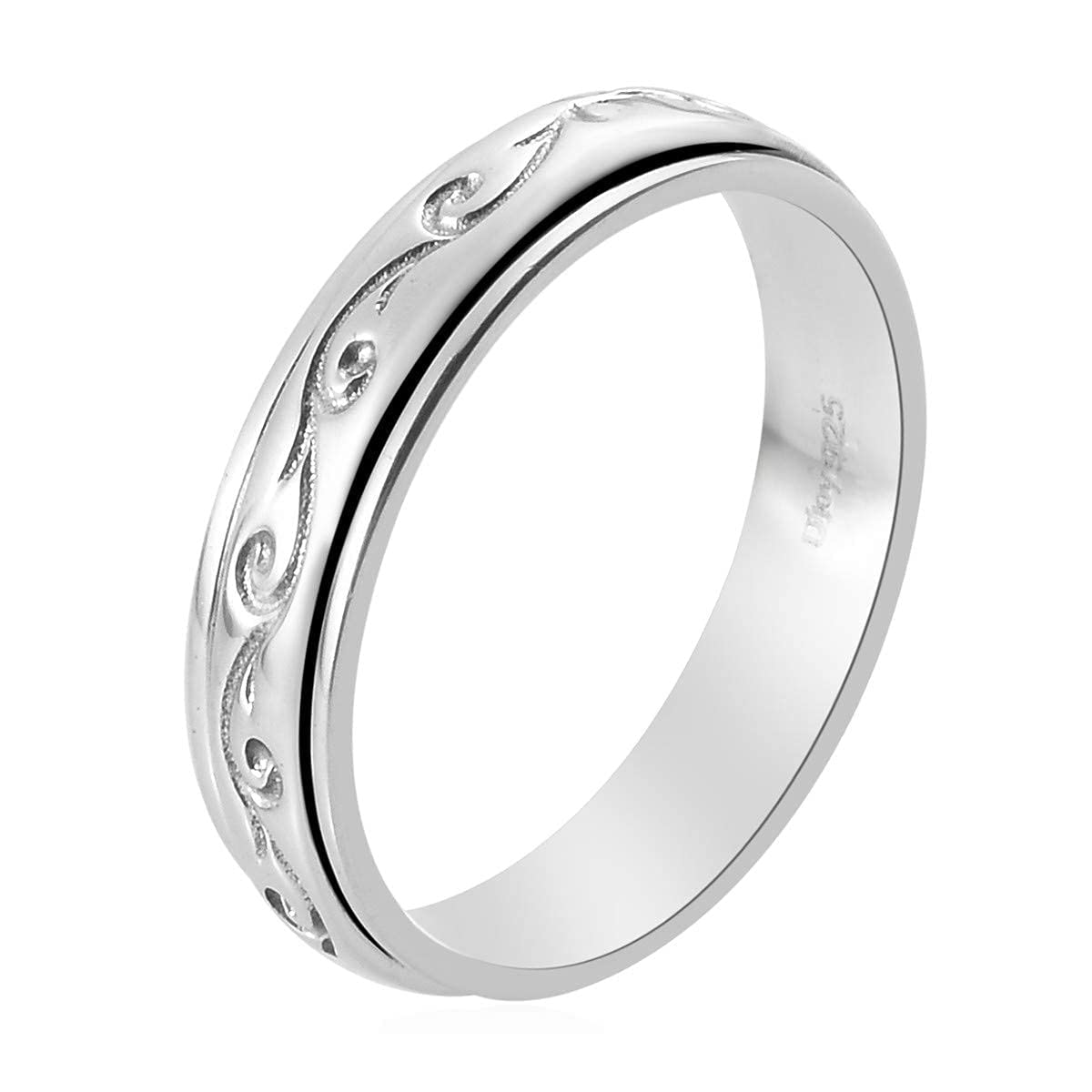 Shop LC Mens Womens Spinner Band Ring 925 Sterling Silver Statement Boho Handmade Stress Relieving Jewelry Gifts Size 10 - Image 9