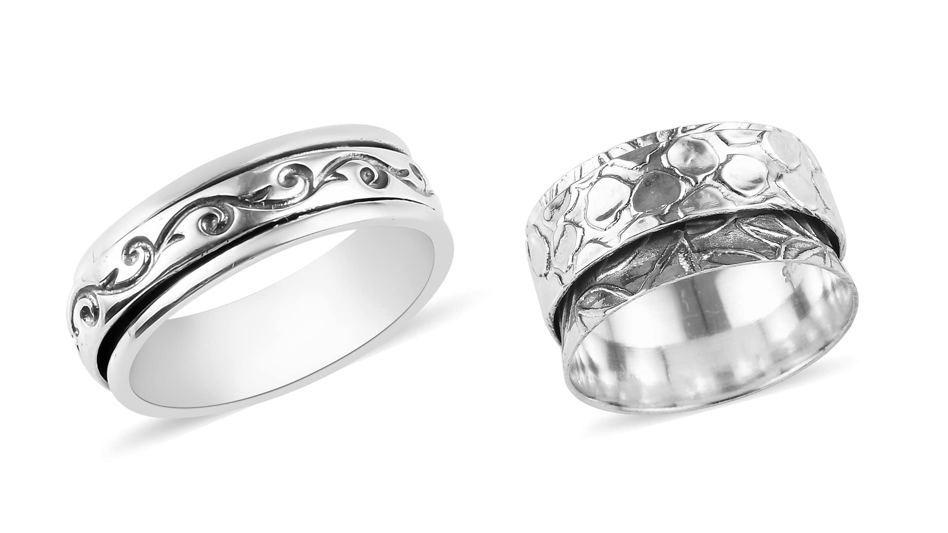Shop LC Mens Womens Spinner Band Ring 925 Sterling Silver Statement Boho Handmade Stress Relieving Jewelry Gifts Size 10