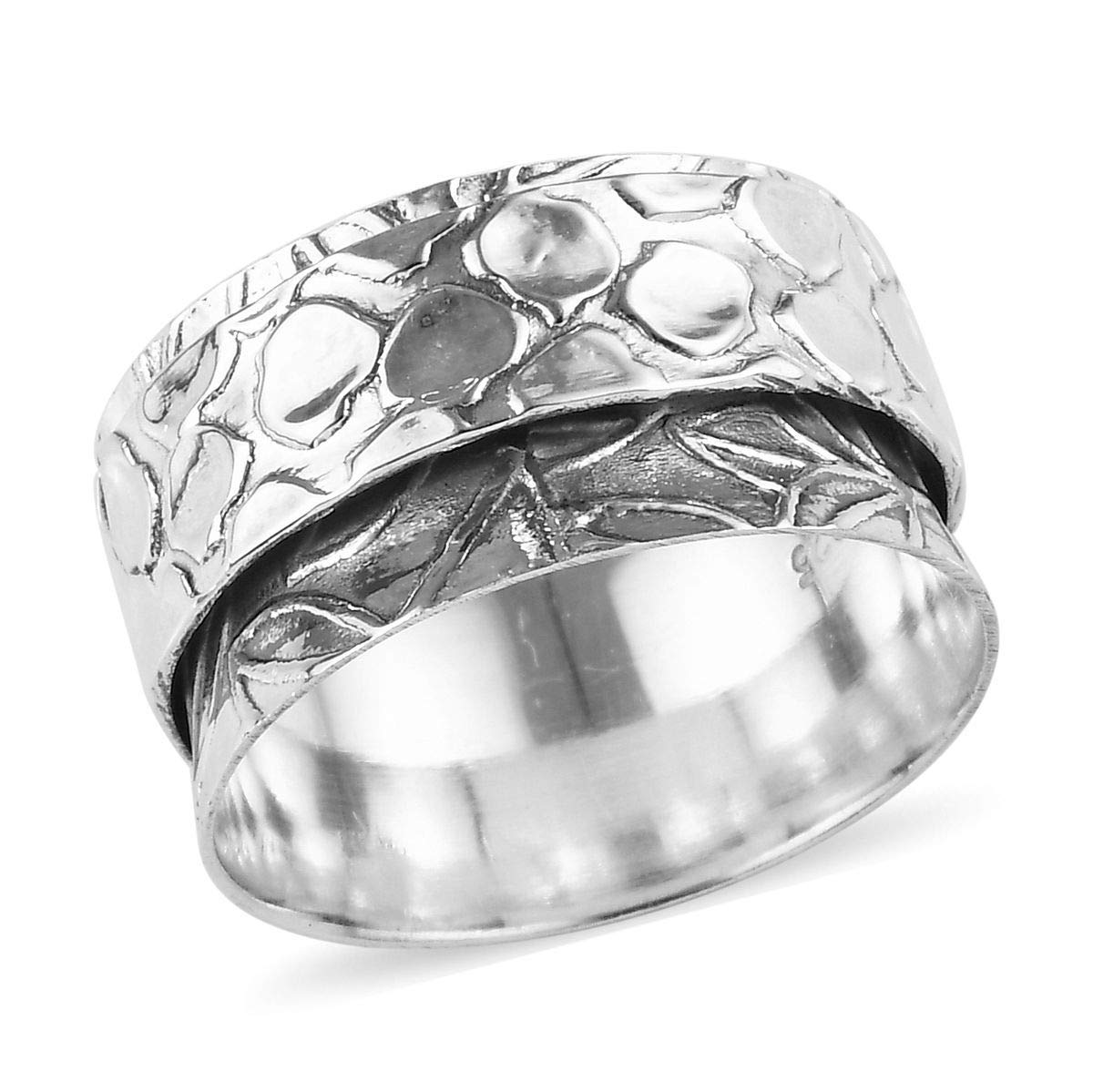 Shop LC Mens Womens Spinner Band Ring 925 Sterling Silver Statement Boho Handmade Stress Relieving Jewelry Gifts Size 10 - Image 6
