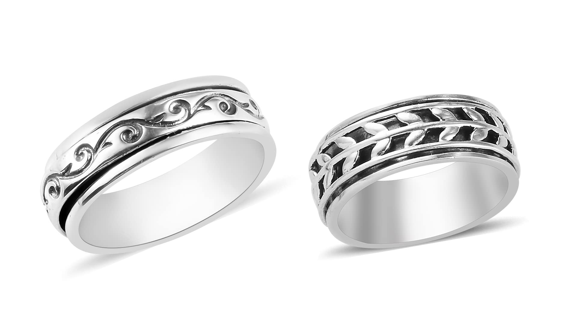 Shop LC Mens Womens Spinner Band Ring 925 Sterling Silver Statement Boho Handmade Stress Relieving Jewelry Gifts Size 10