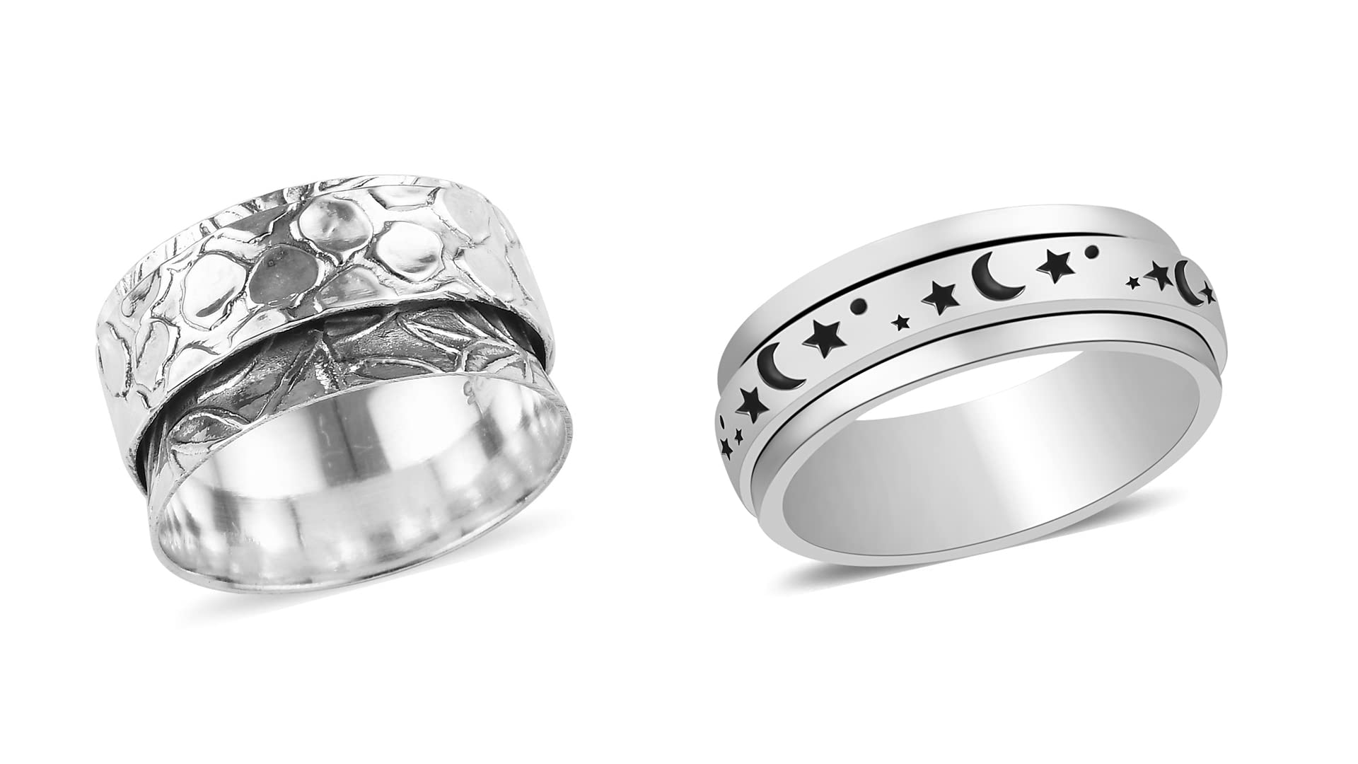 Shop LC Mens Womens Spinner Band Ring 925 Sterling Silver Statement Boho Handmade Stress Relieving Jewelry Gifts Size 10