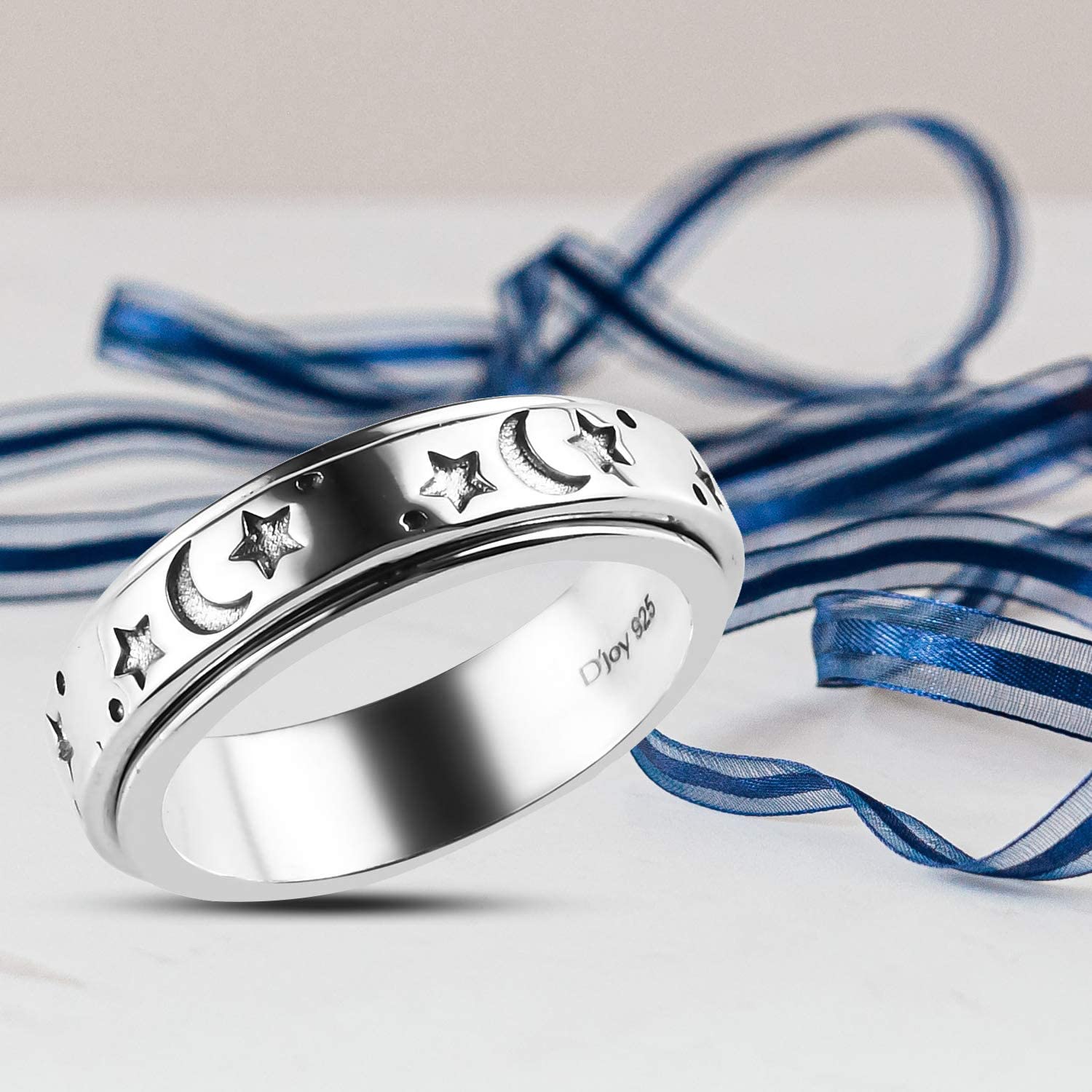 SHOP LC DELIVERING JOY Mens Womens Spinner Band Ring 925 Sterling Silver Statement Boho Handmade Stress Relieving Jewelry Gifts Size 10 - Image 8