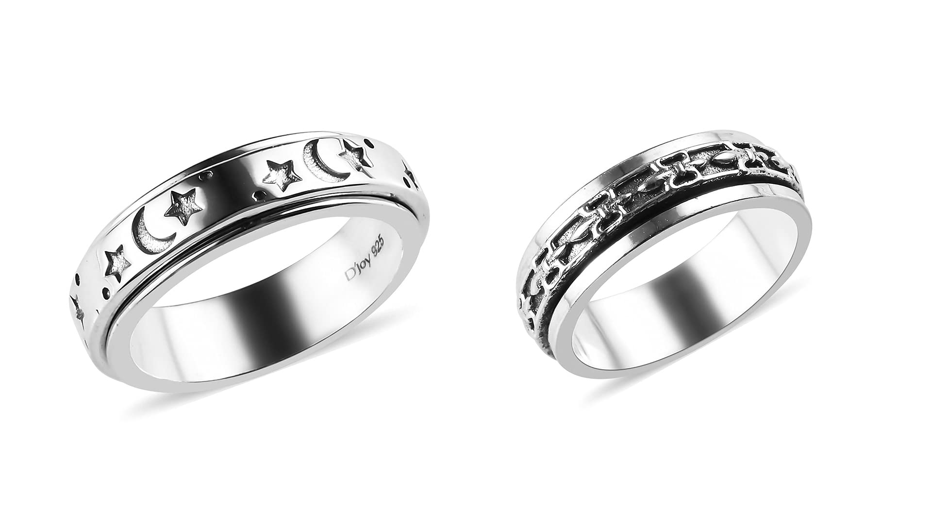 Shop LC Mens Womens Spinner Band Ring 925 Sterling Silver Statement Boho Handmade Jewelry Gifts Stress Relieving Size 10