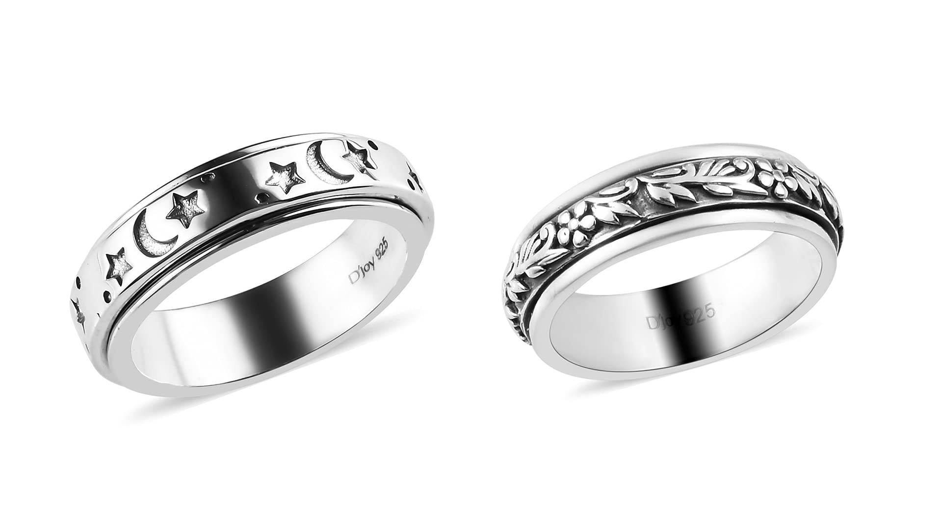 Shop LC Mens Womens Spinner Band Ring 925 Sterling Silver Statement Boho Handmade Jewelry Gifts Stress Relieving Size 10